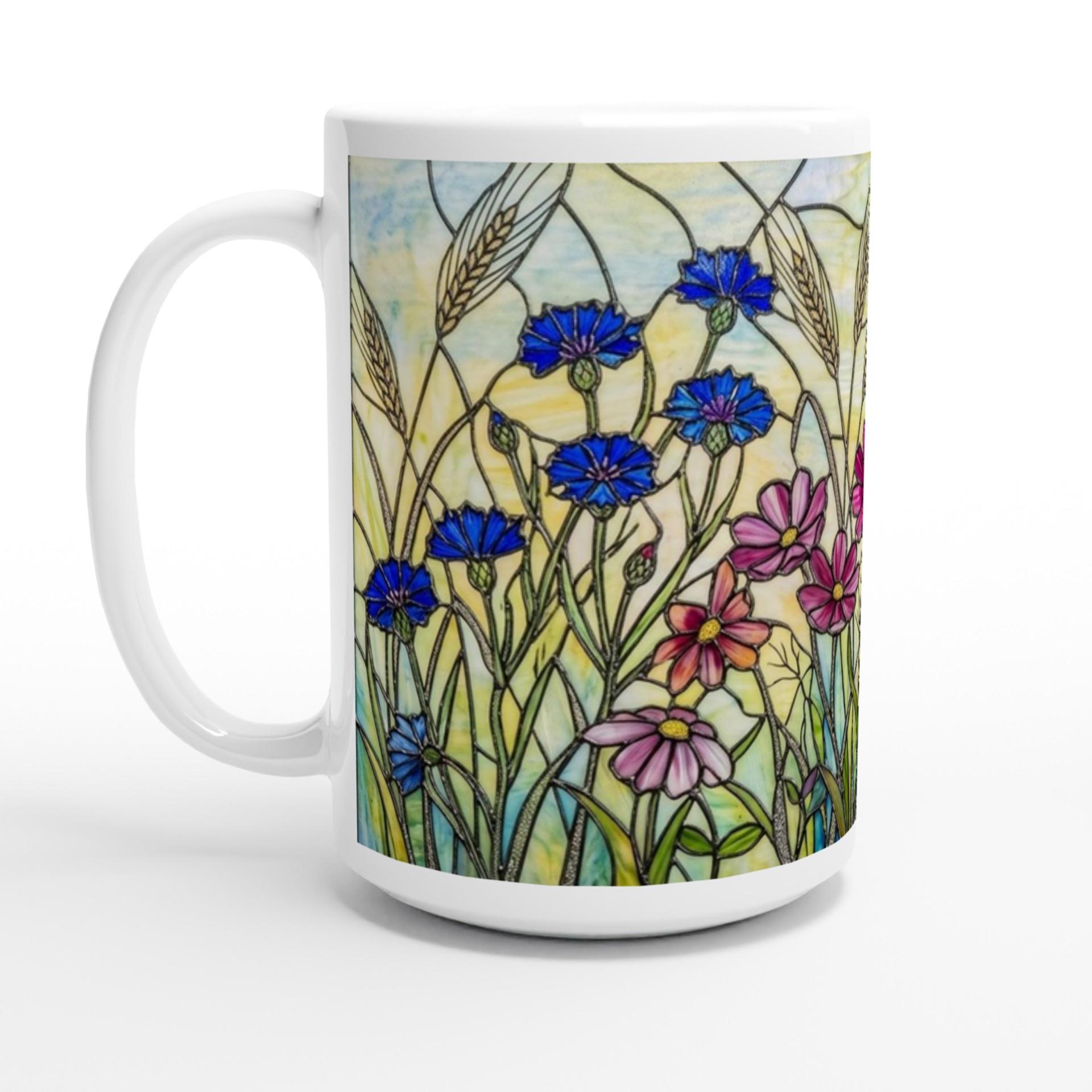 Set of Big Mugs, Floral Cup Set, Large 15 oz Matching Cups