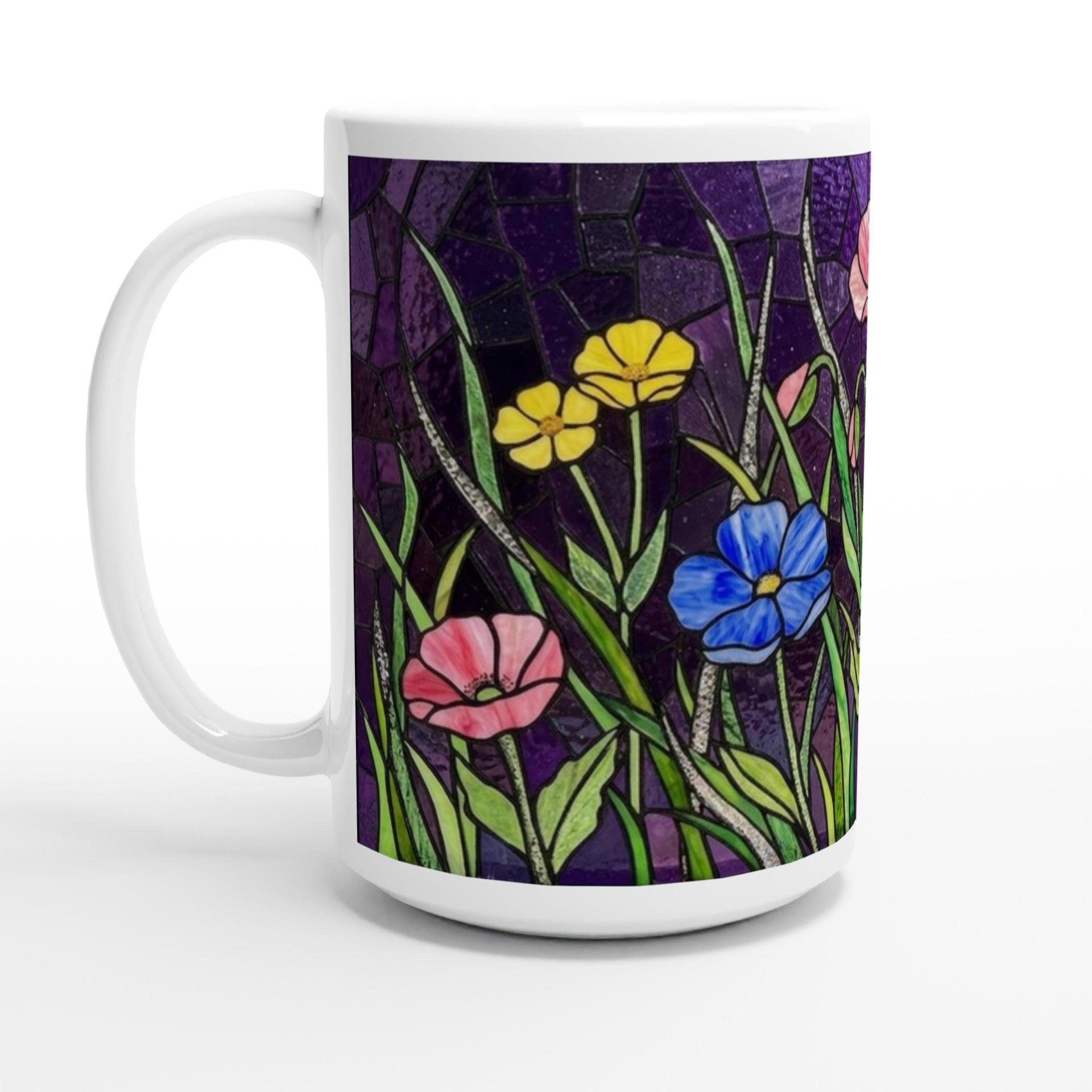 Set of Big Mugs, Floral Cup Set, Large 15 oz Matching Cups