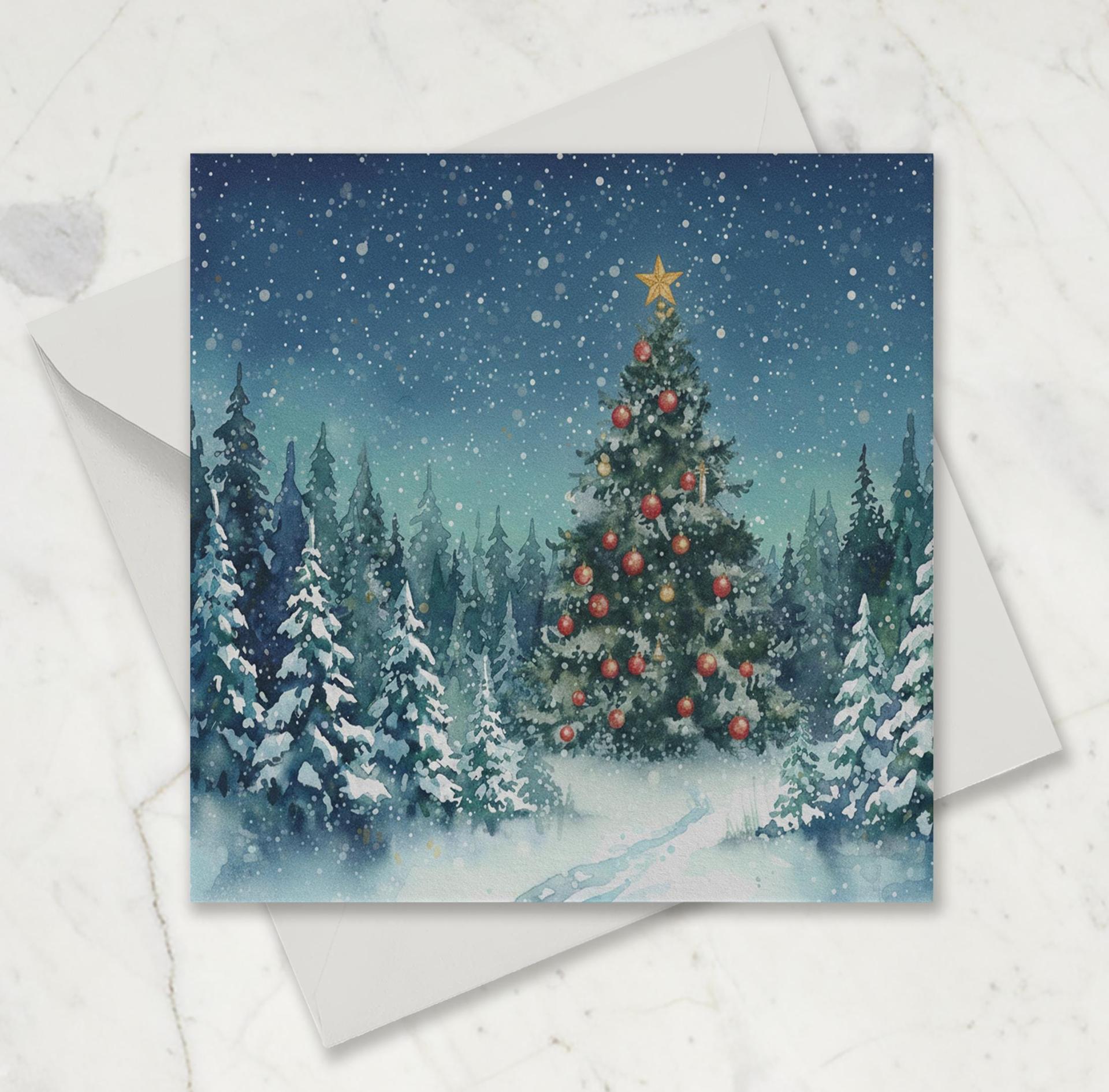 Holiday Greeting Cards, Christmas Trees, Bulk Set of Gift Cards
