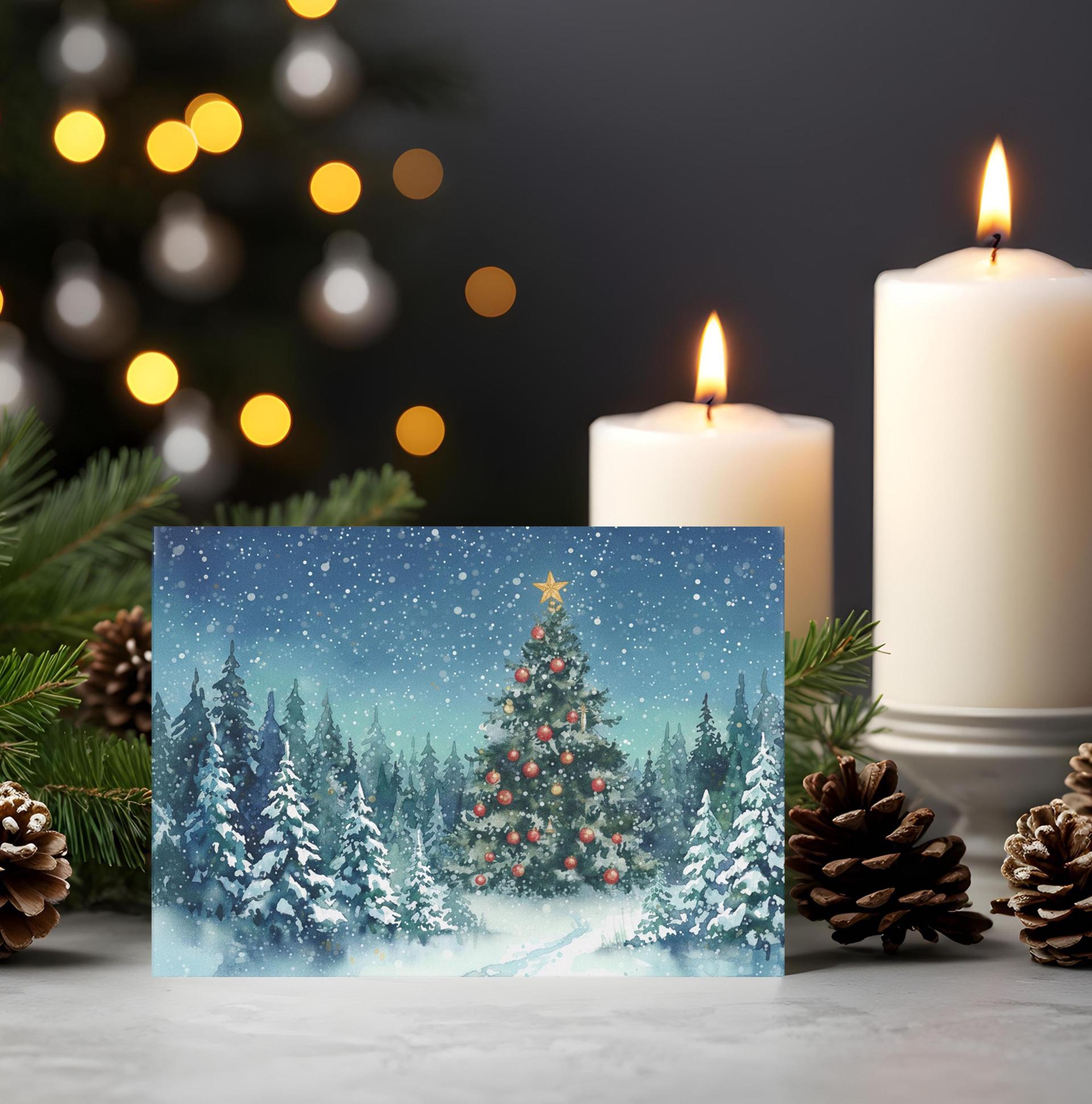 Holiday Greeting Cards, Christmas Trees, Bulk Set of Gift Cards