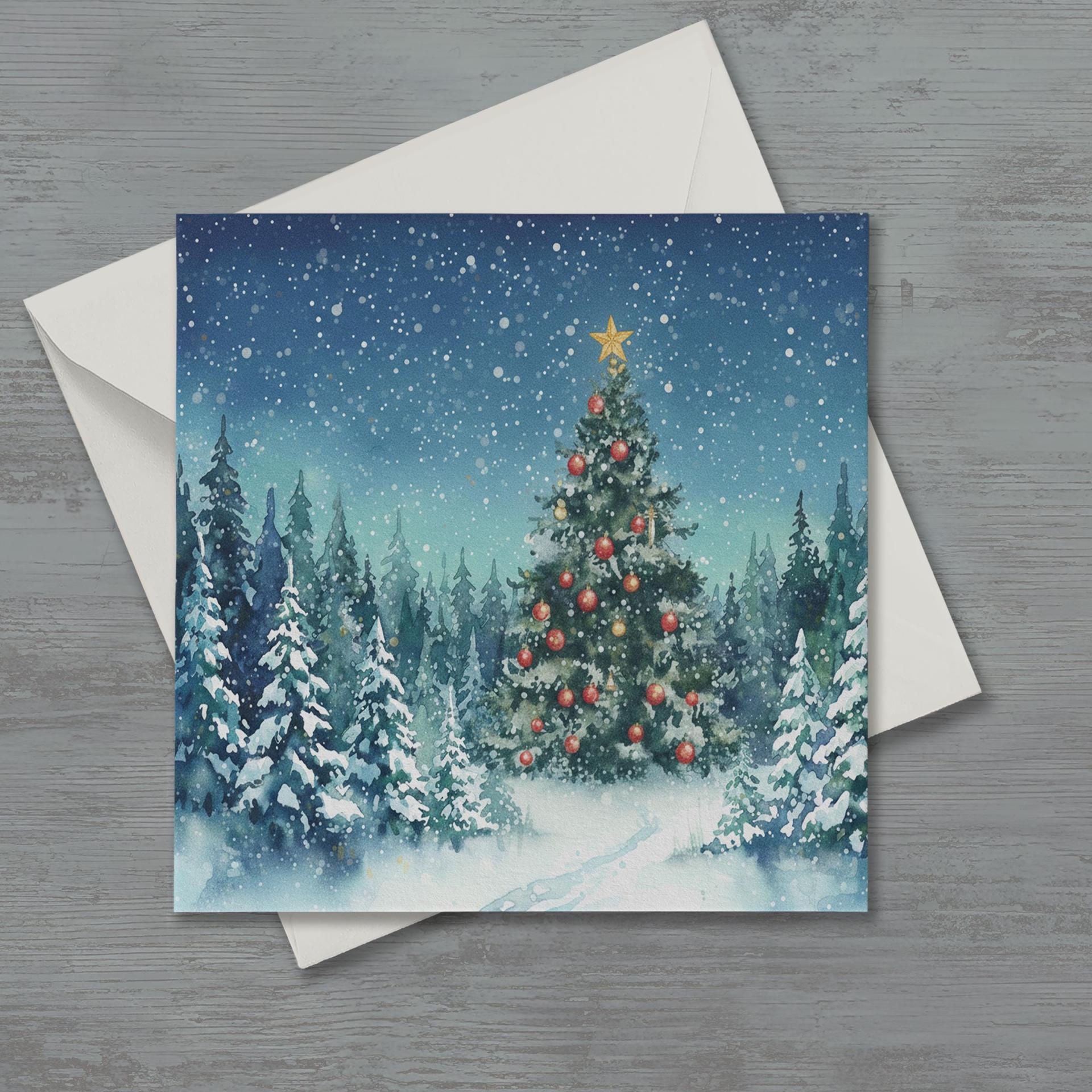 Holiday Greeting Cards, Christmas Trees, Bulk Set of Gift Cards