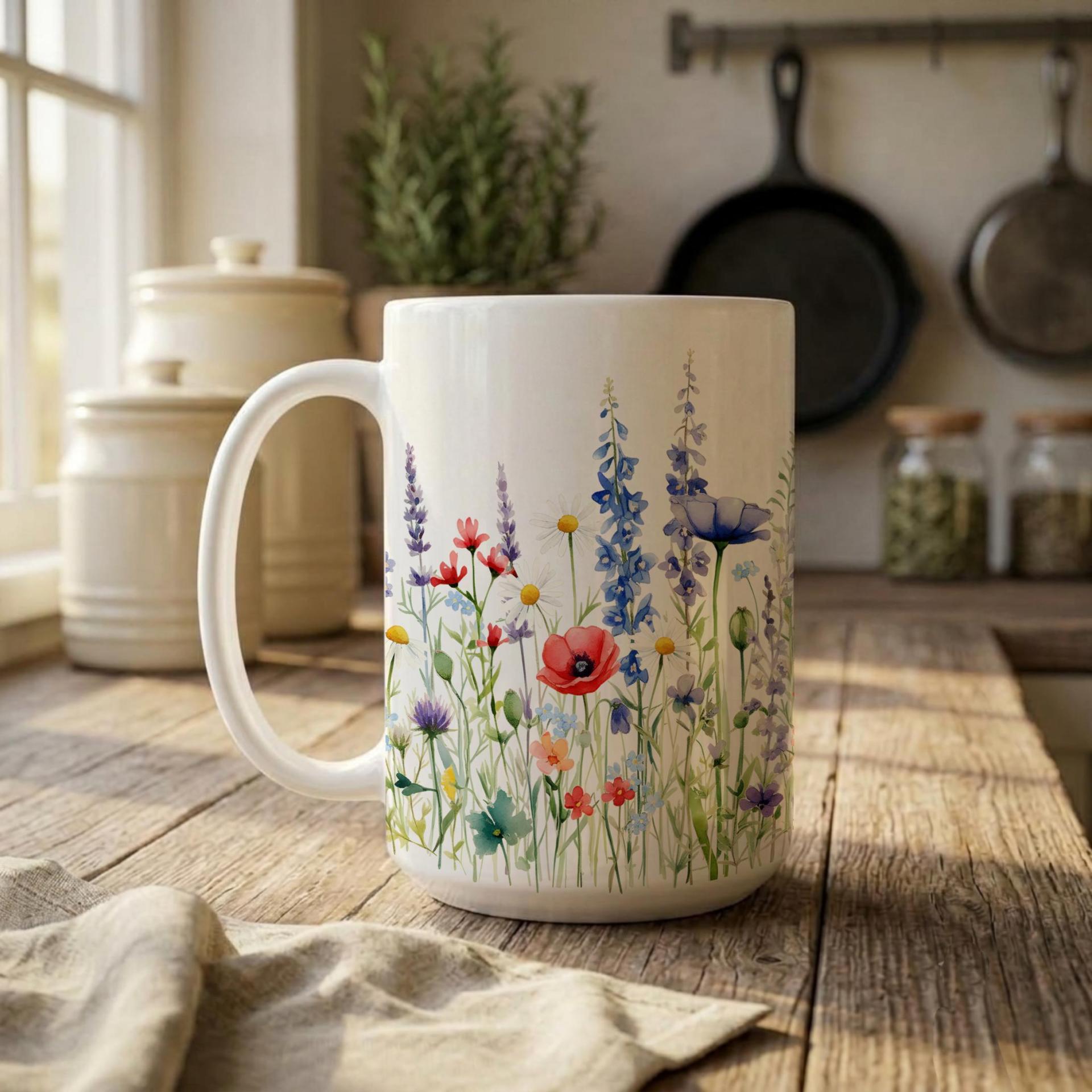 Floral Cups -  Large and Small Ceramic Mugs