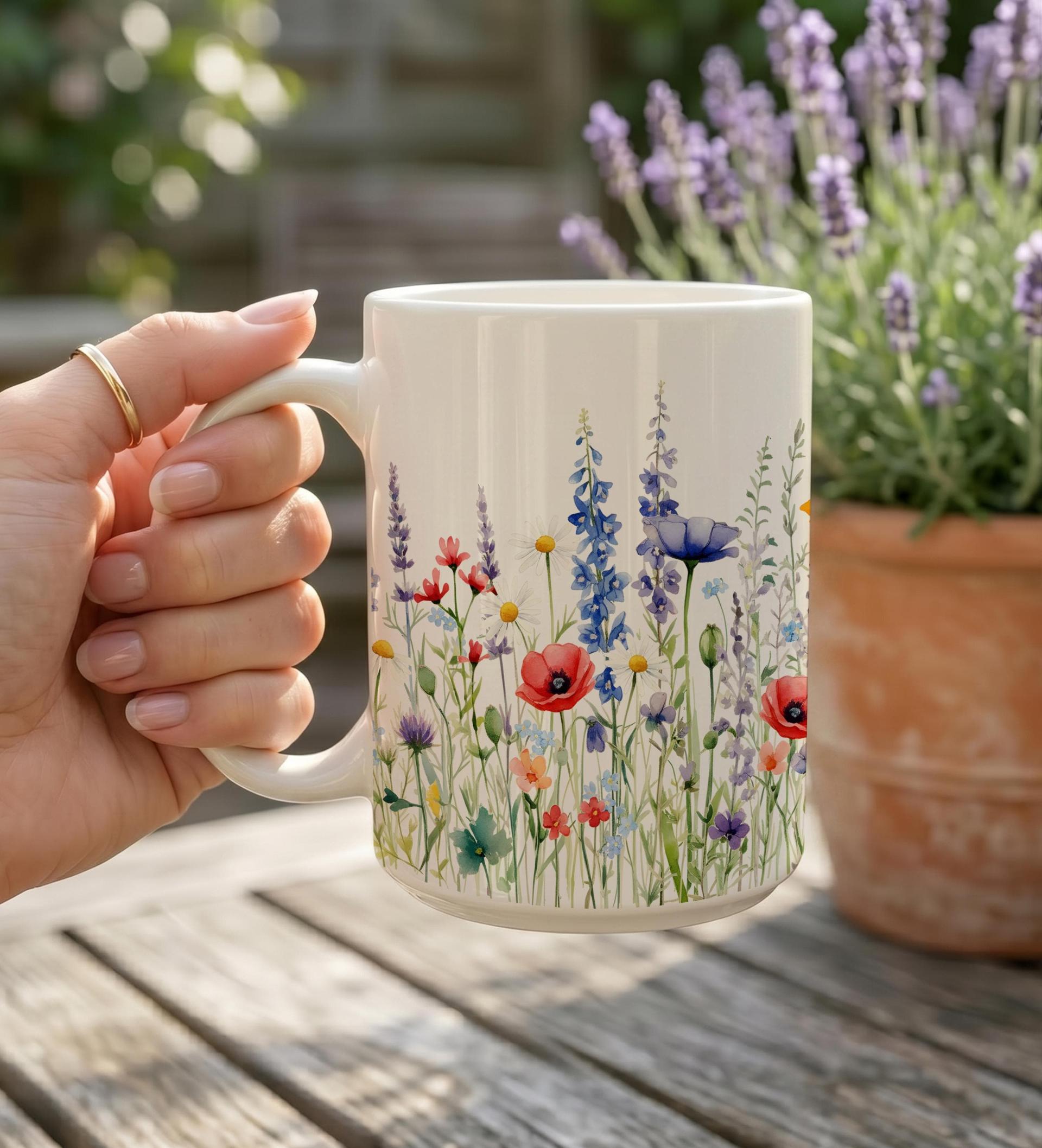 Floral Cups -  Large and Small Ceramic Mugs