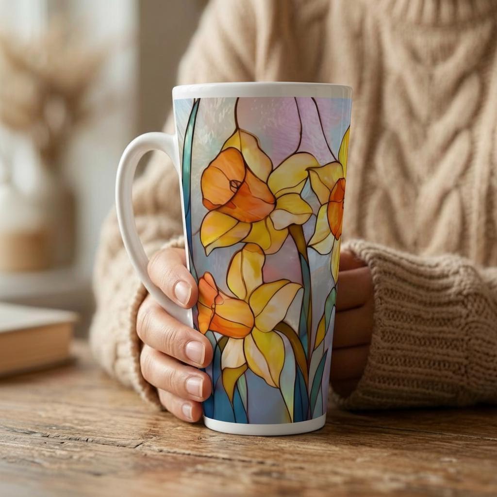 Latte 17oz Ceramic Mug - Coffee or Tea Cup, Extra Tall