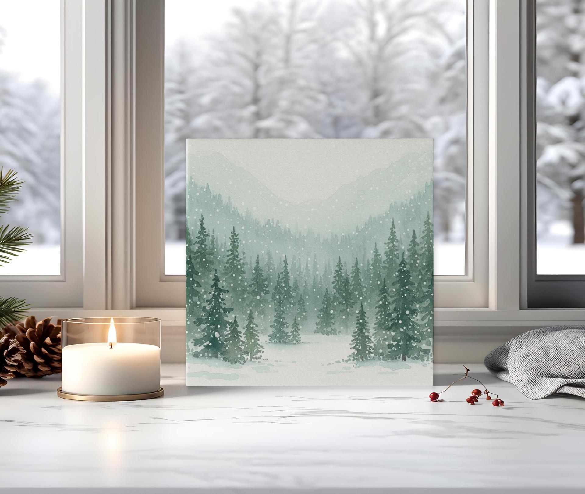 Holiday Greeting Cards, 3 Pack, Christmas Trees, Bulk Set of Gift Cards
