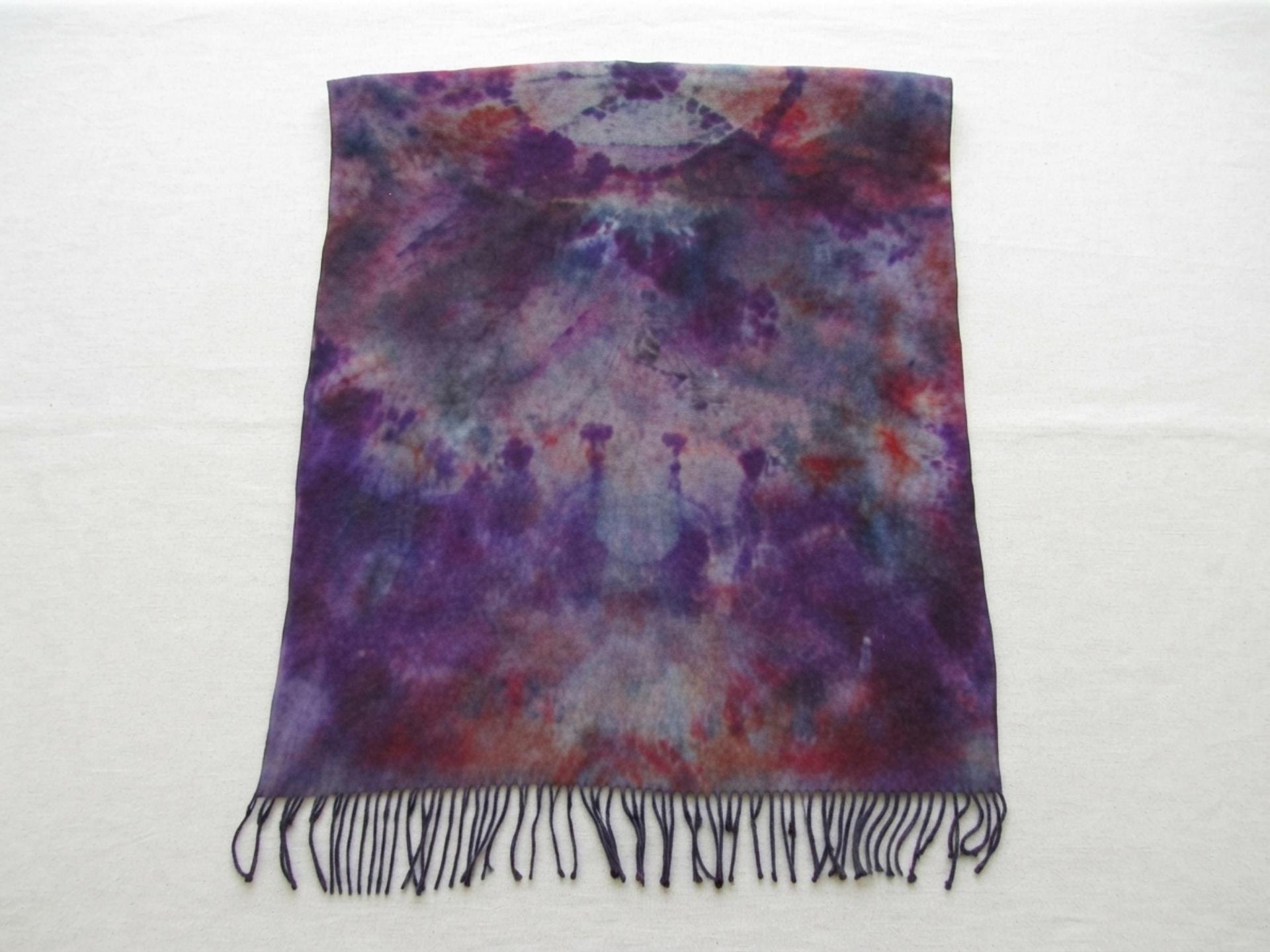 Hand Dyed Tie Dye Pashmina, Blanket Shawl, Wide Scarf, Head Wrap - Rayon Shawl