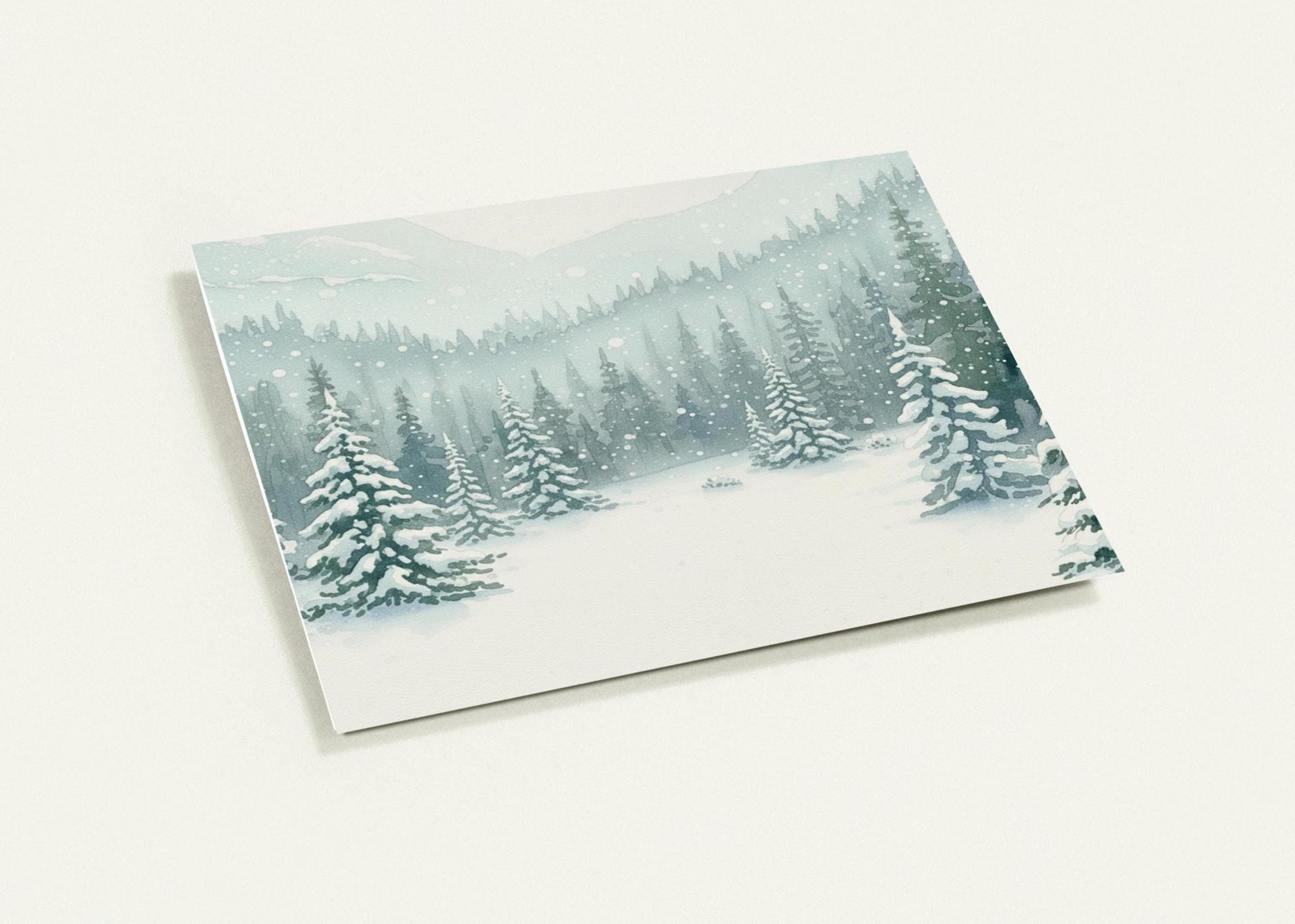 Winter Forest Christmas Cards – Snowy Trees, Singles or Bulk Pack, Gift Cards