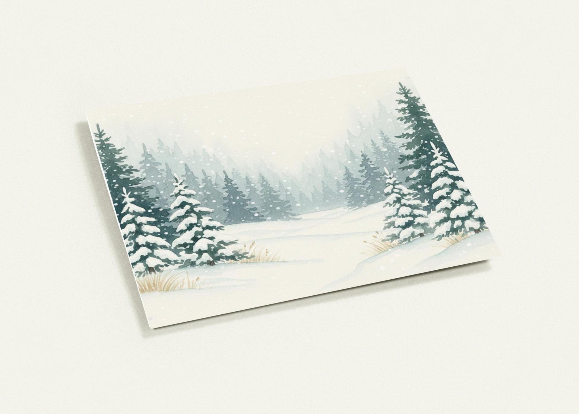 Winter Forest Christmas Cards – Snowy Trees, Singles or Bulk Pack, Gift Cards
