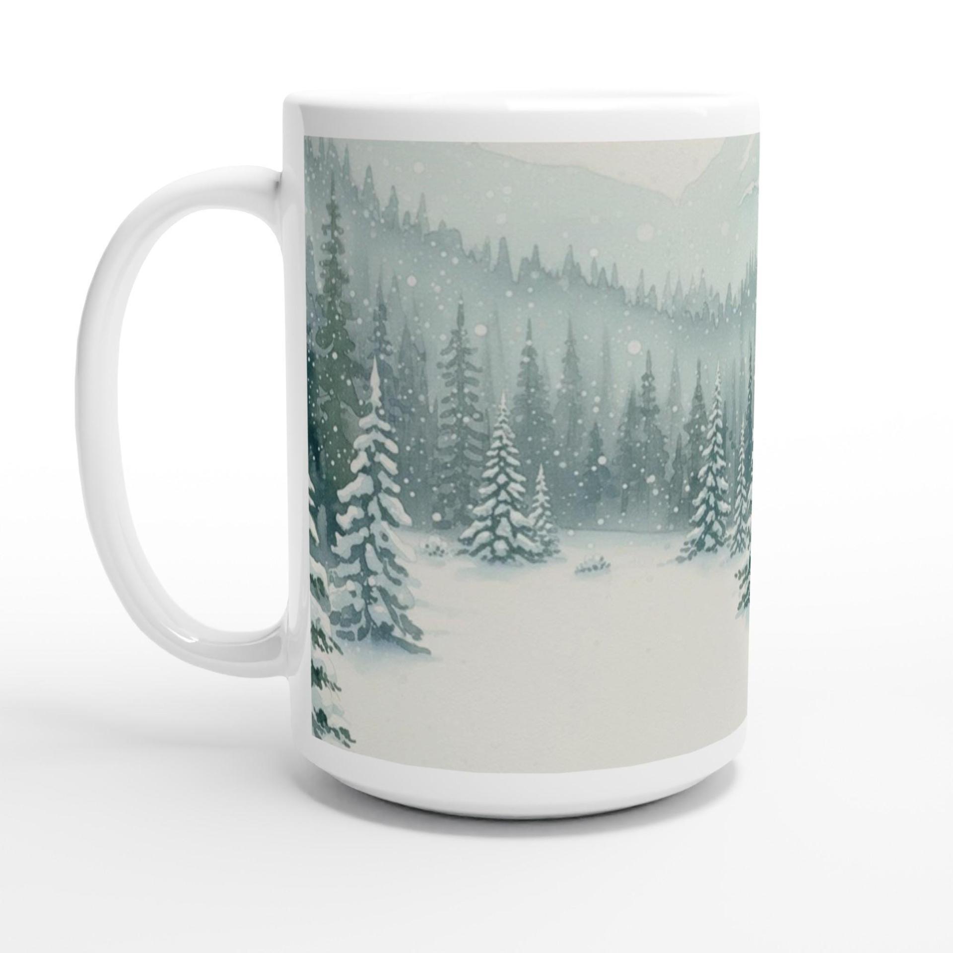 Christmas Mugs - Winter Forest Cups Set -  Large and Small Ceramic Mugs