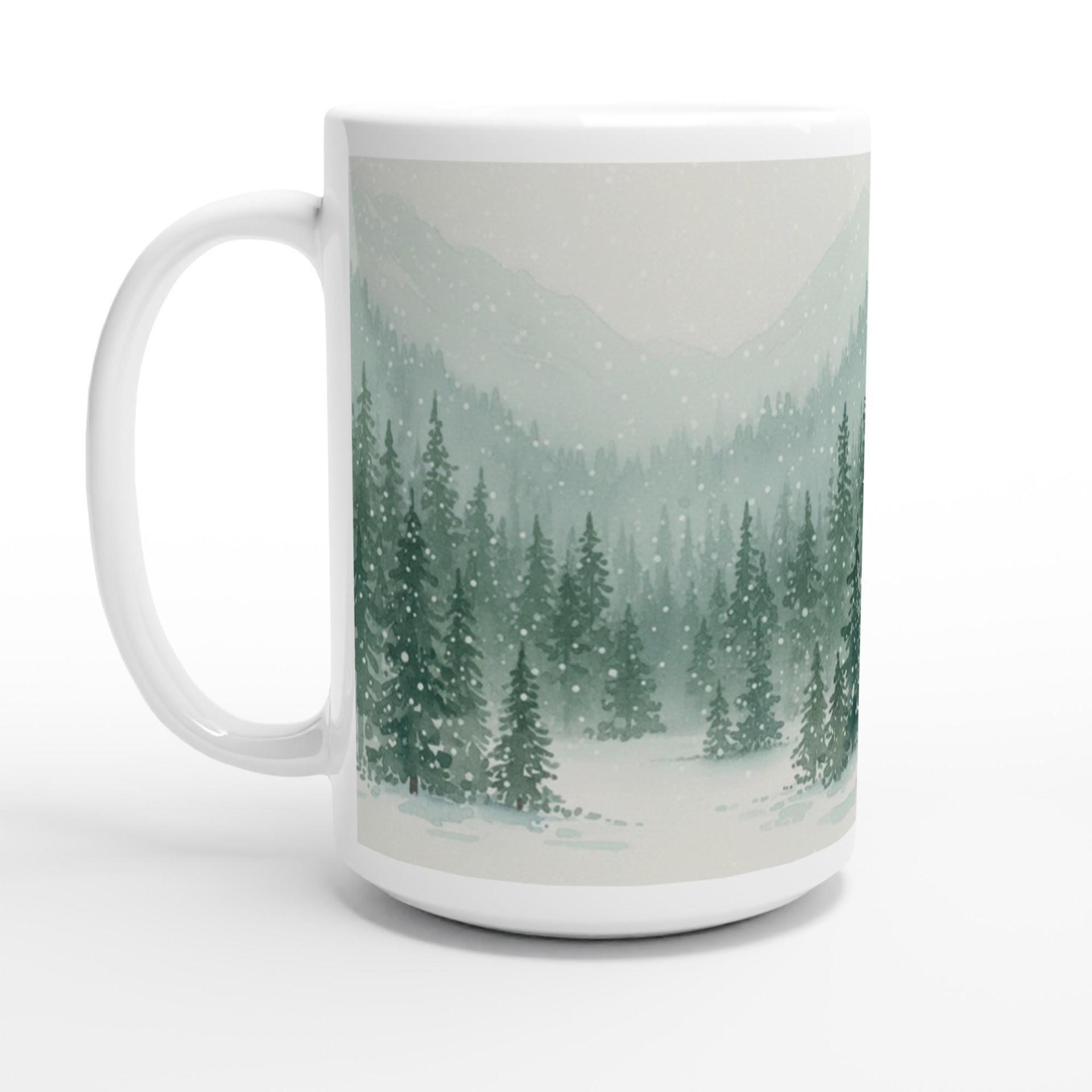 Christmas Mugs - Winter Forest Cups Set -  Large and Small Ceramic Mugs