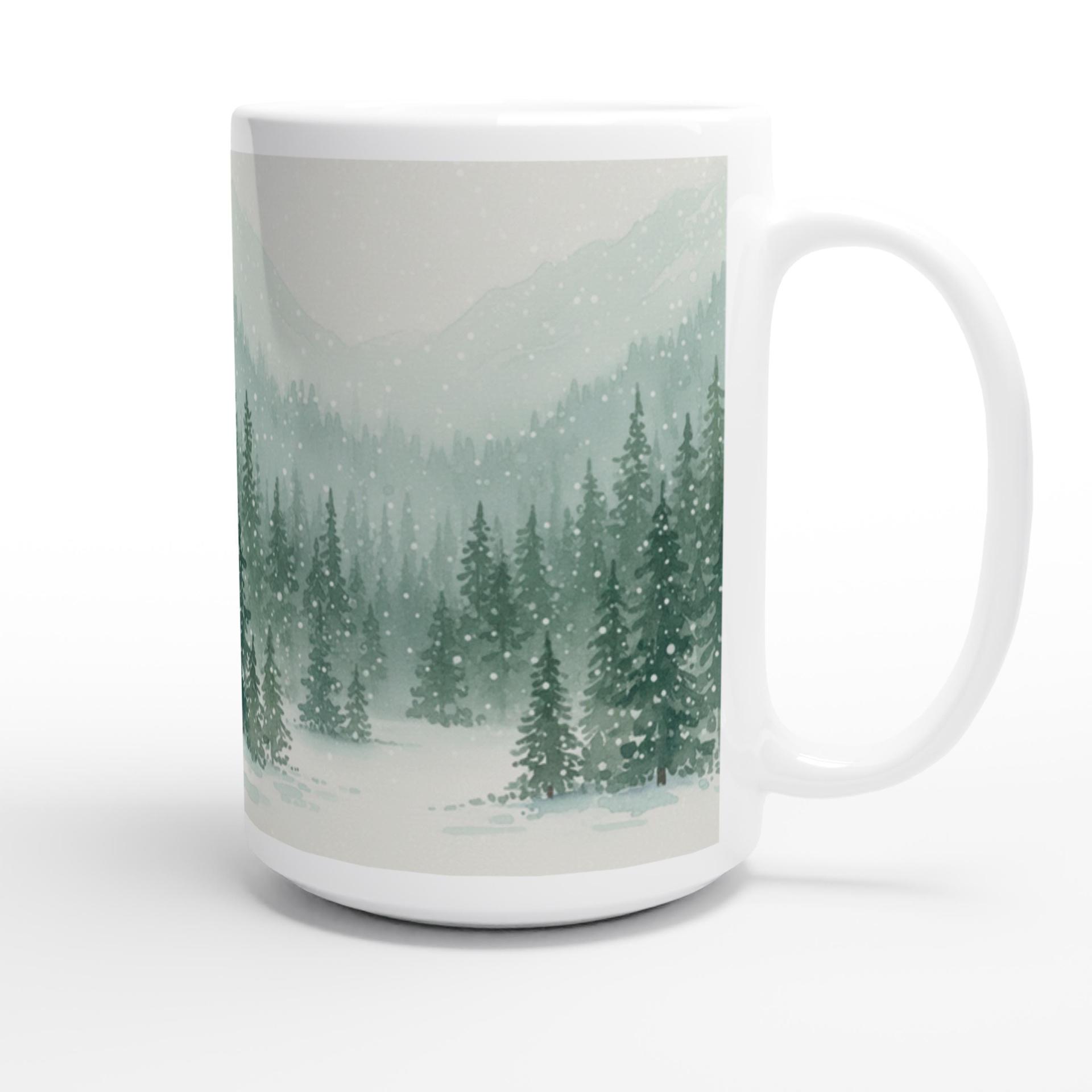 Christmas Mugs - Winter Forest Cups Set -  Large and Small Ceramic Mugs
