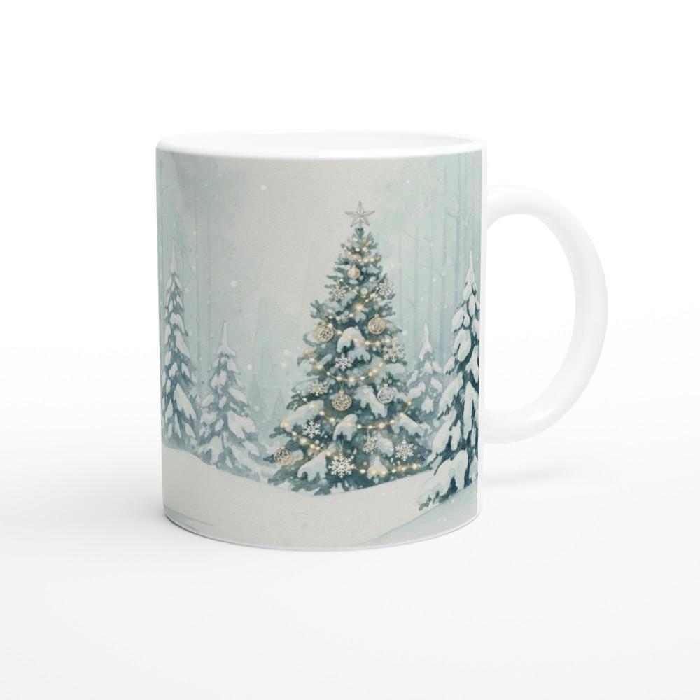 Christmas Mugs - Winter Forest Cups Set -  Large and Small Ceramic Mugs