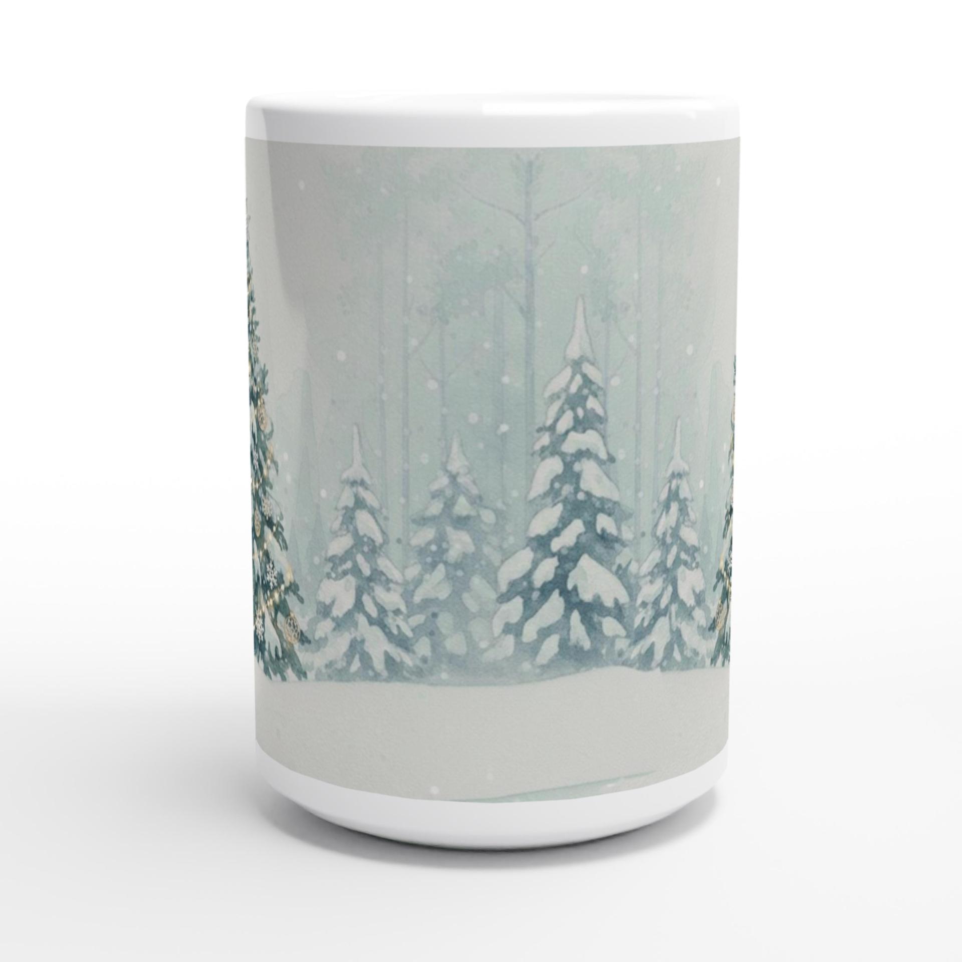 Christmas Mugs - Winter Forest Cups Set -  Large and Small Ceramic Mugs