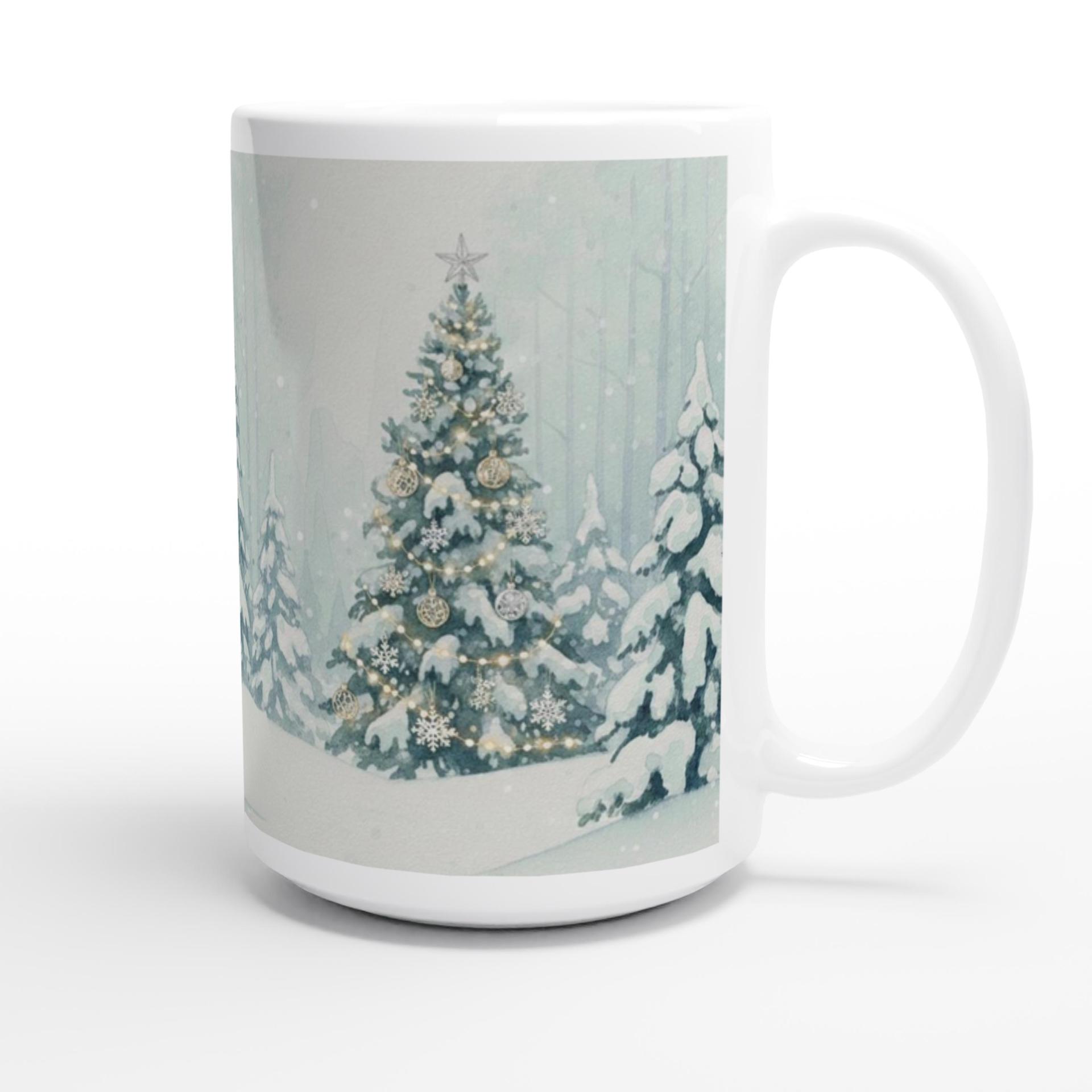 Christmas Mugs - Winter Forest Cups Set -  Large and Small Ceramic Mugs