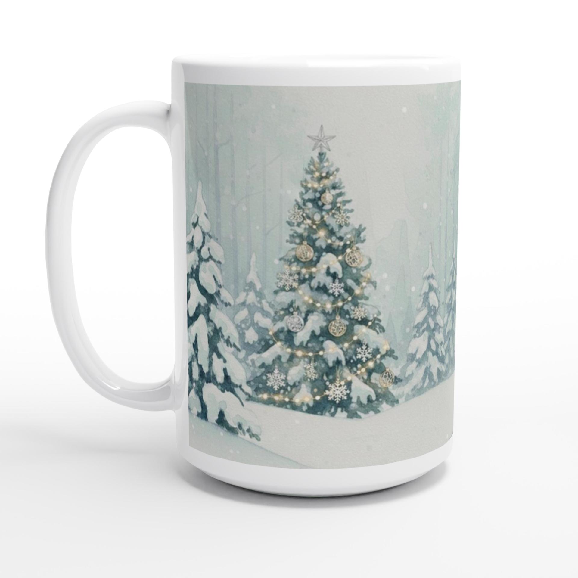 Christmas Mugs - Winter Forest Cups Set -  Large and Small Ceramic Mugs