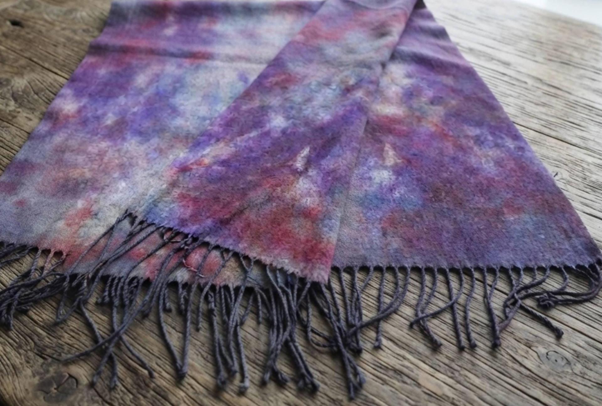 Hand Dyed Tie Dye Pashmina, Blanket Shawl, Wide Scarf, Head Wrap - Rayon Shawl