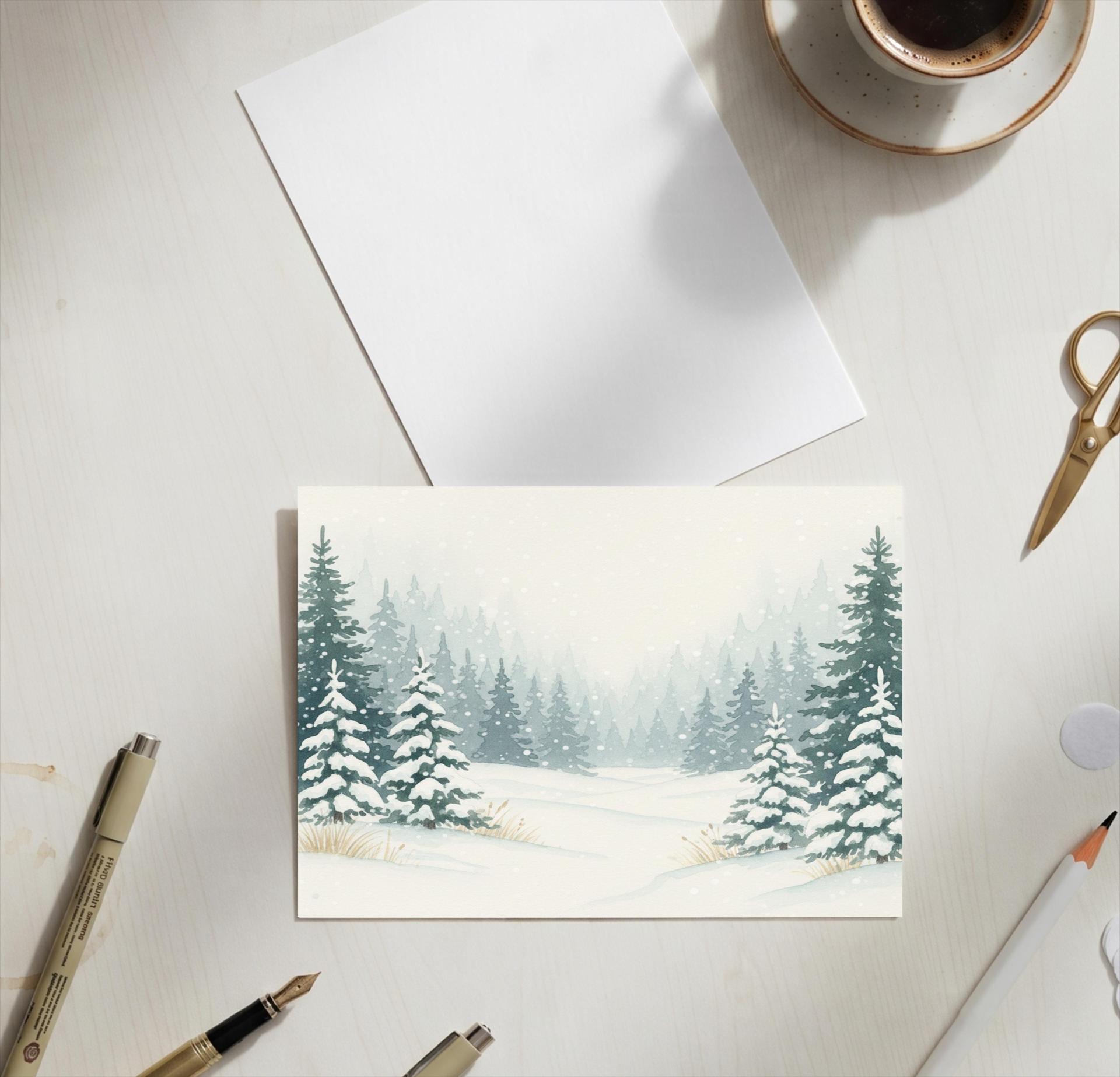 Holiday Greeting Cards, 3 Pack, Christmas Trees, Bulk Set of Gift Cards