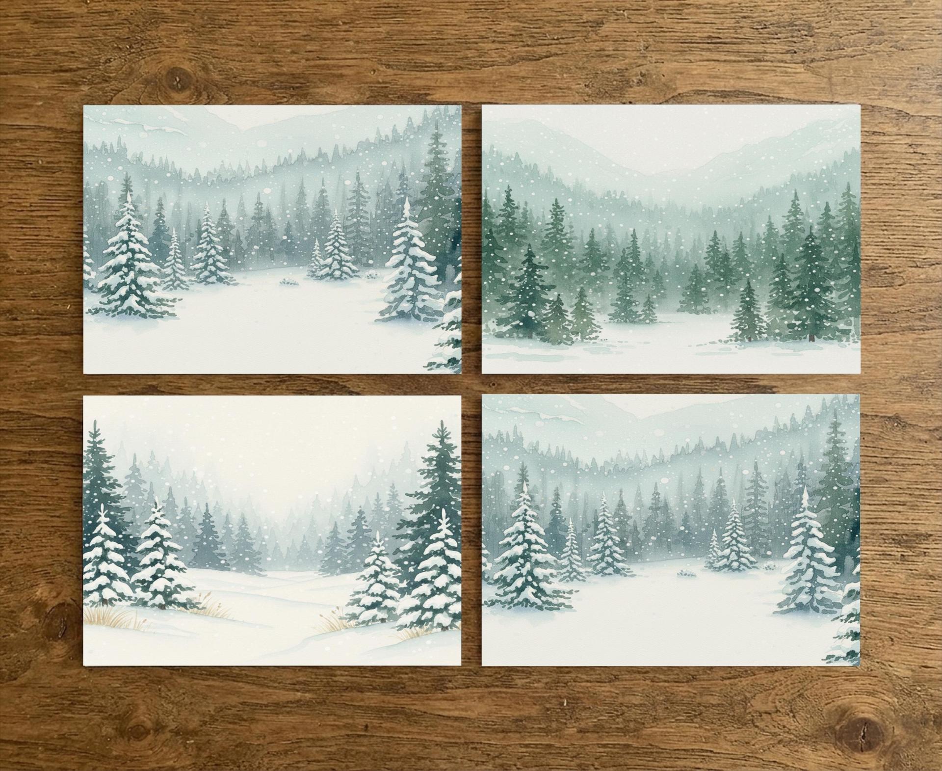 Holiday Greeting Cards, 3 Pack, Christmas Trees, Bulk Set of Gift Cards