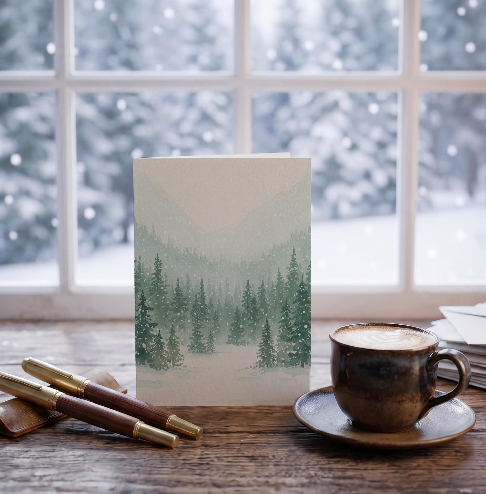 Holiday Greeting Cards, 3 Pack, Christmas Trees, Bulk Set of Gift Cards