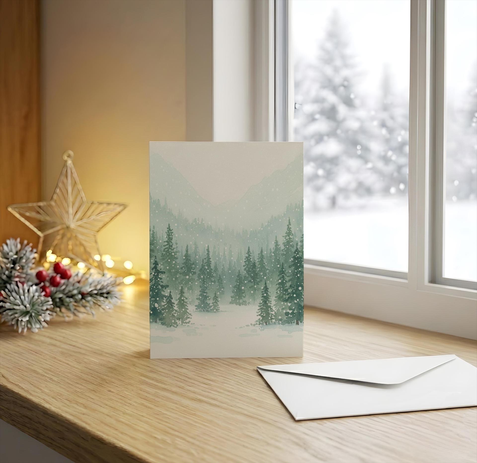 Holiday Greeting Cards, 3 Pack, Christmas Trees, Bulk Set of Gift Cards