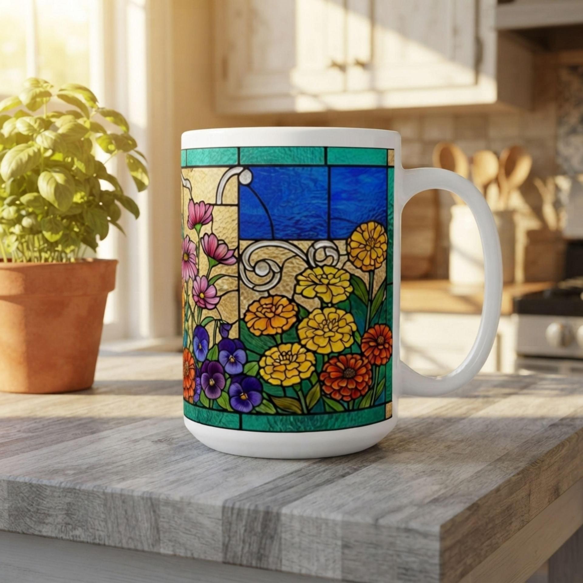 Large and Small Ceramic Mug Set, 15oz and 11oz Cups