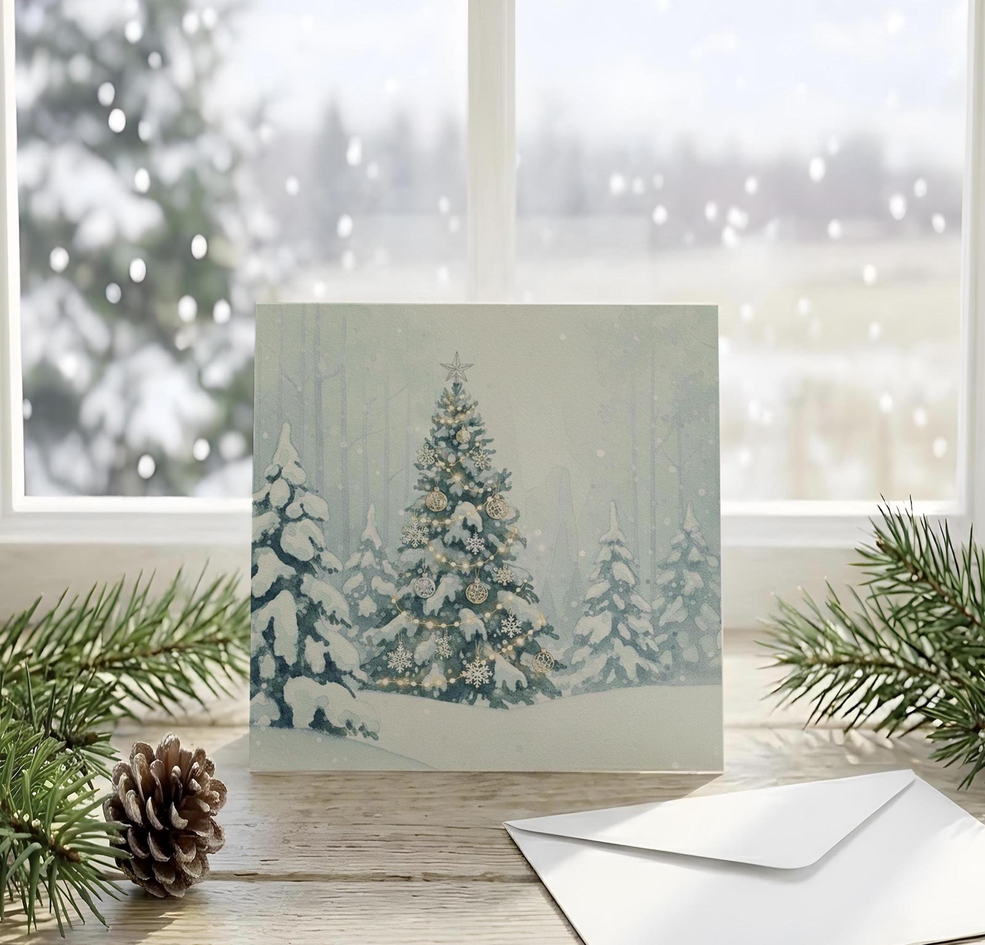 Holiday Greeting Cards, 3 Pack, Christmas Trees, Bulk Set of Gift Cards