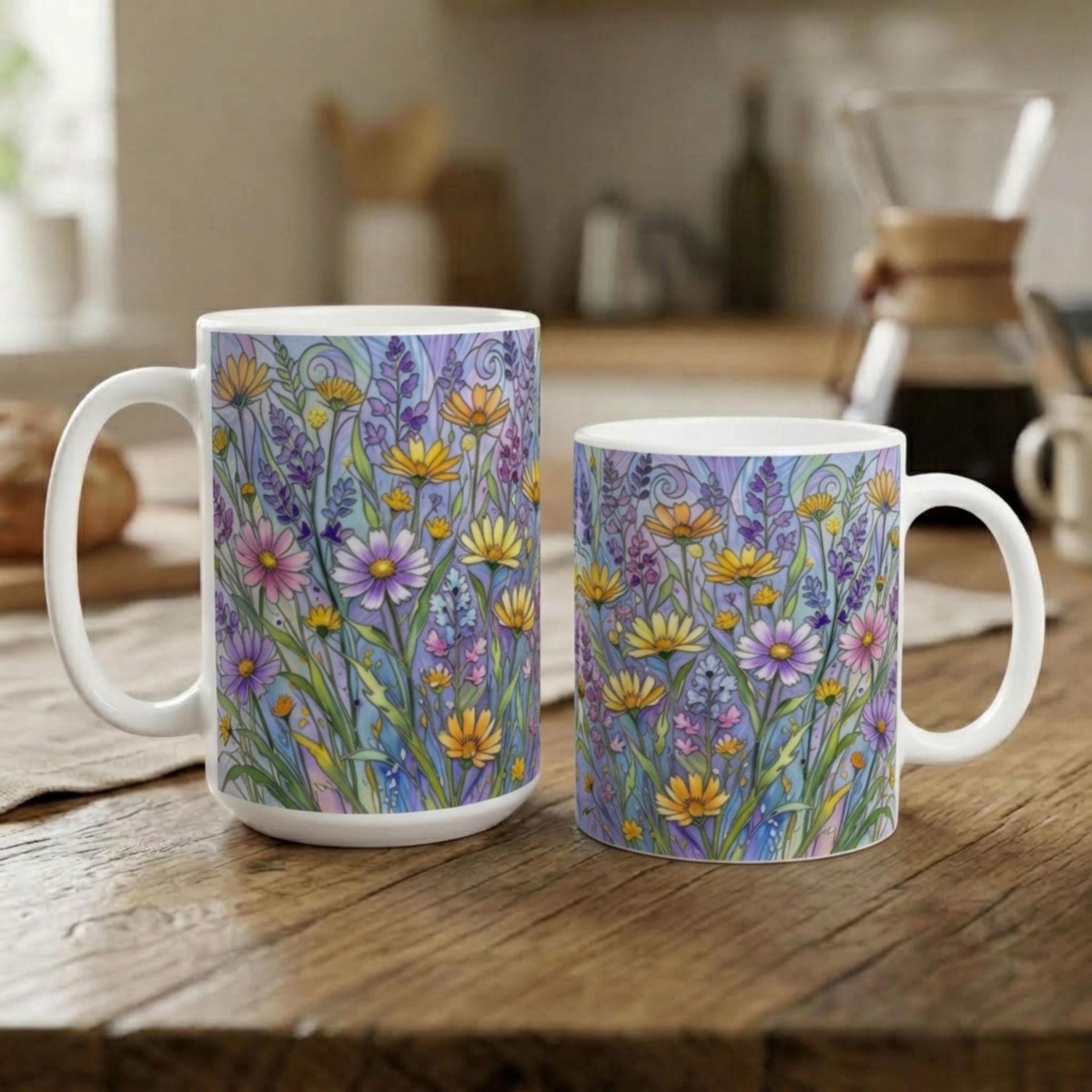 Floral Cups -  Large and Small Ceramic Mugs
