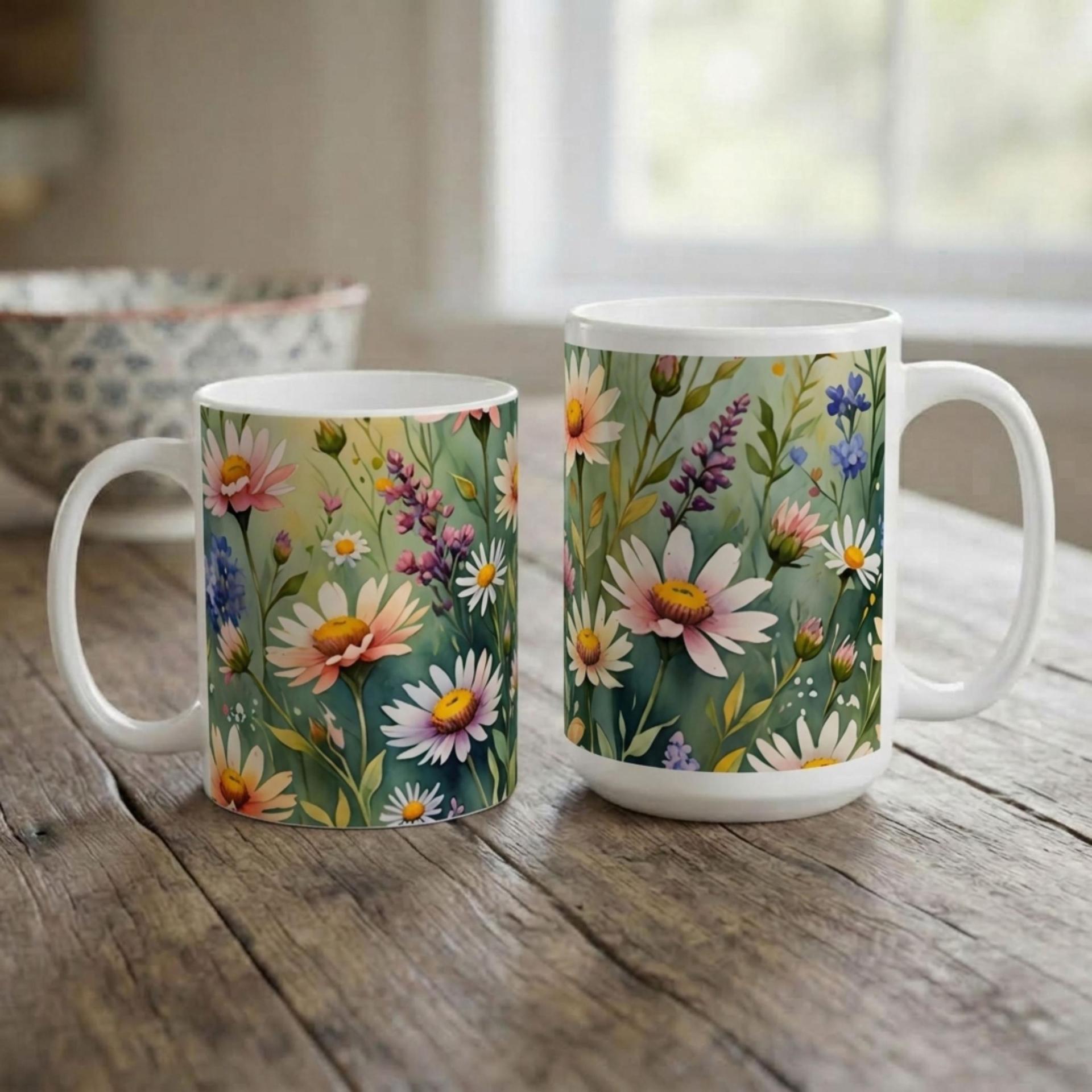 Floral Cups -  Large and Small Ceramic Mugs