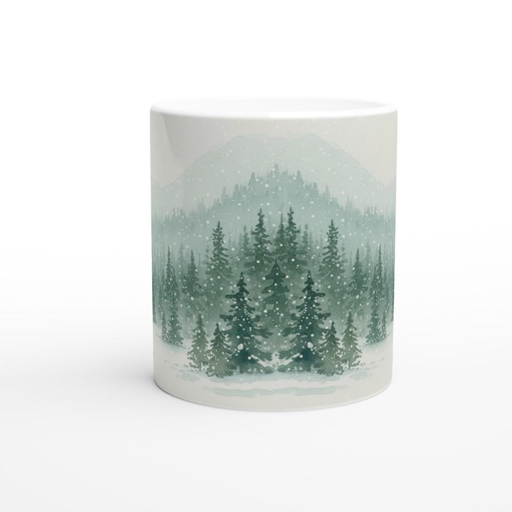 Christmas Mugs - Winter Forest Cups Set -  Large and Small Ceramic Mugs