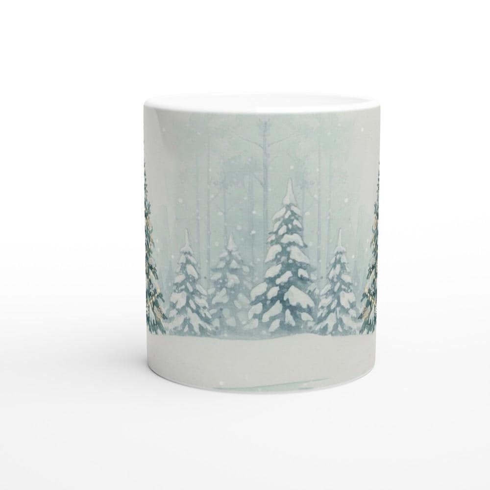 Christmas Mugs - Winter Forest Cups Set -  Large and Small Ceramic Mugs