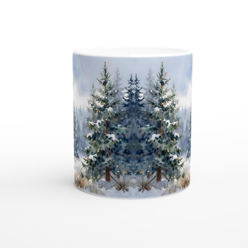 Christmas Mugs - Winter Forest Cups Set -  Large and Small Ceramic Mugs