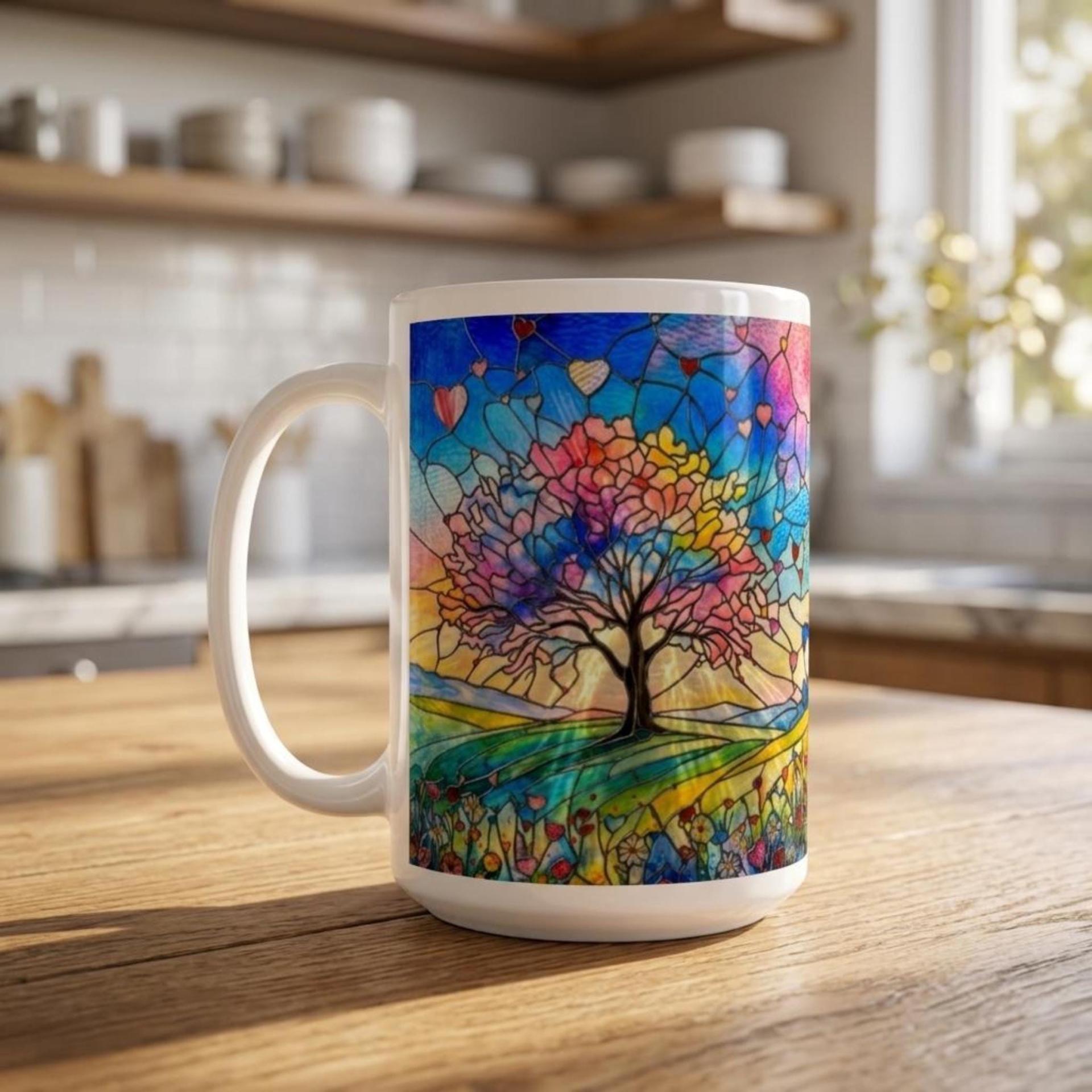 Tree Cups Set -  Large and Small Ceramic Mugs