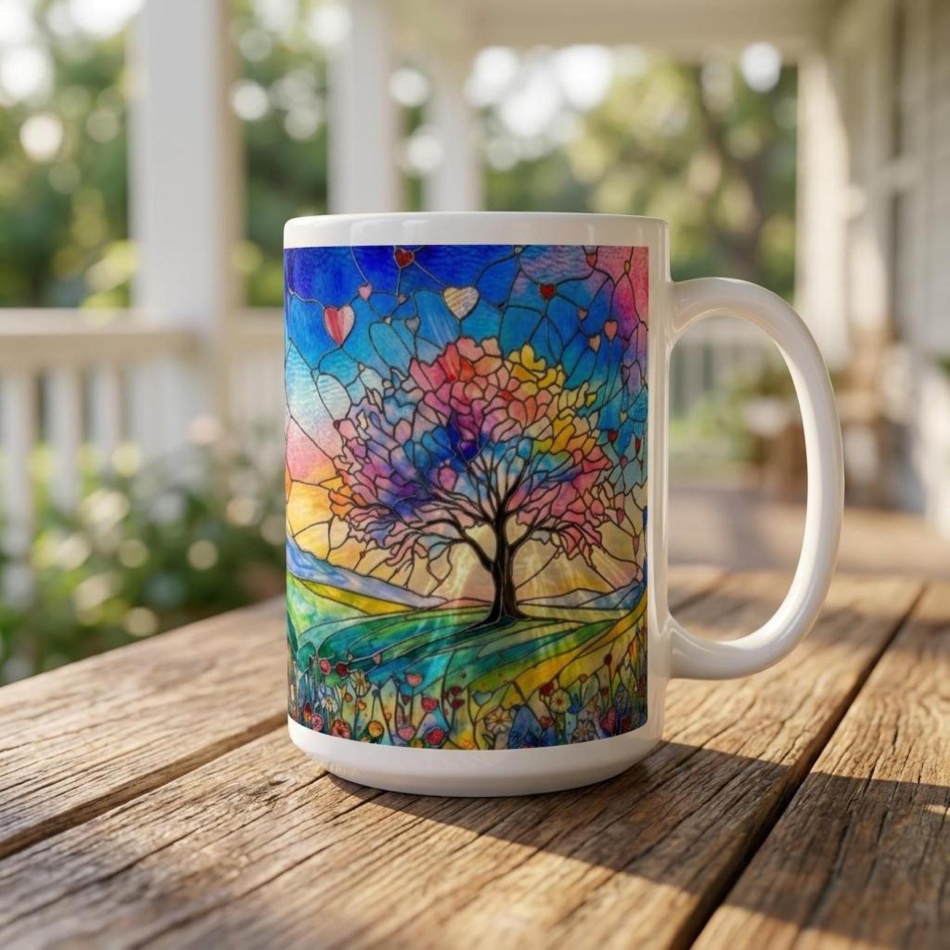Tree Cups Set -  Large and Small Ceramic Mugs