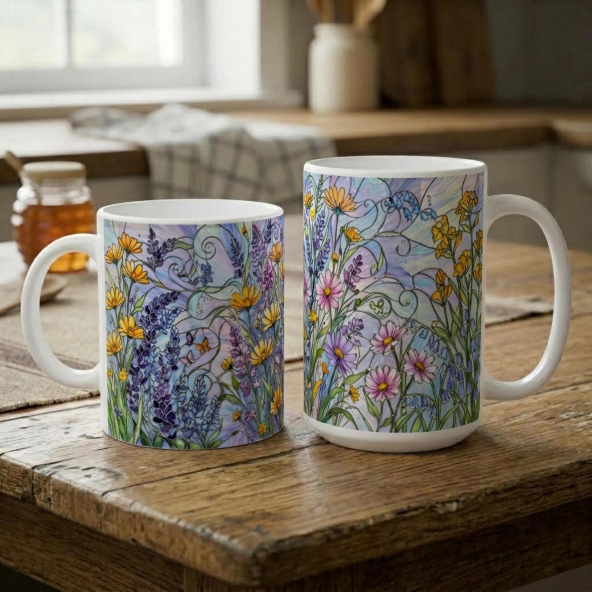 Floral Cups -  Large and Small Ceramic Mugs