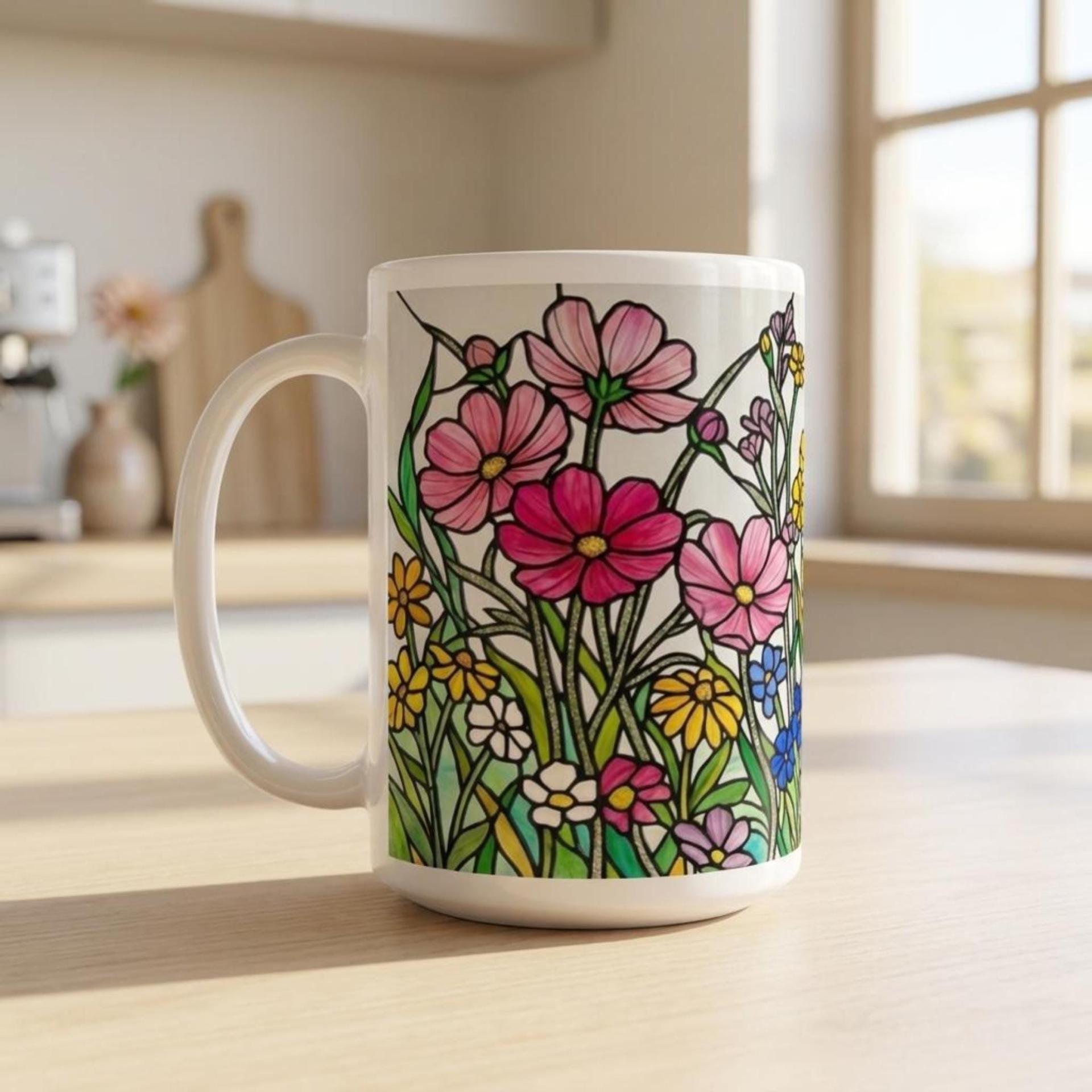 Large and Small Ceramic Mug Set, 15oz and 11oz Cups