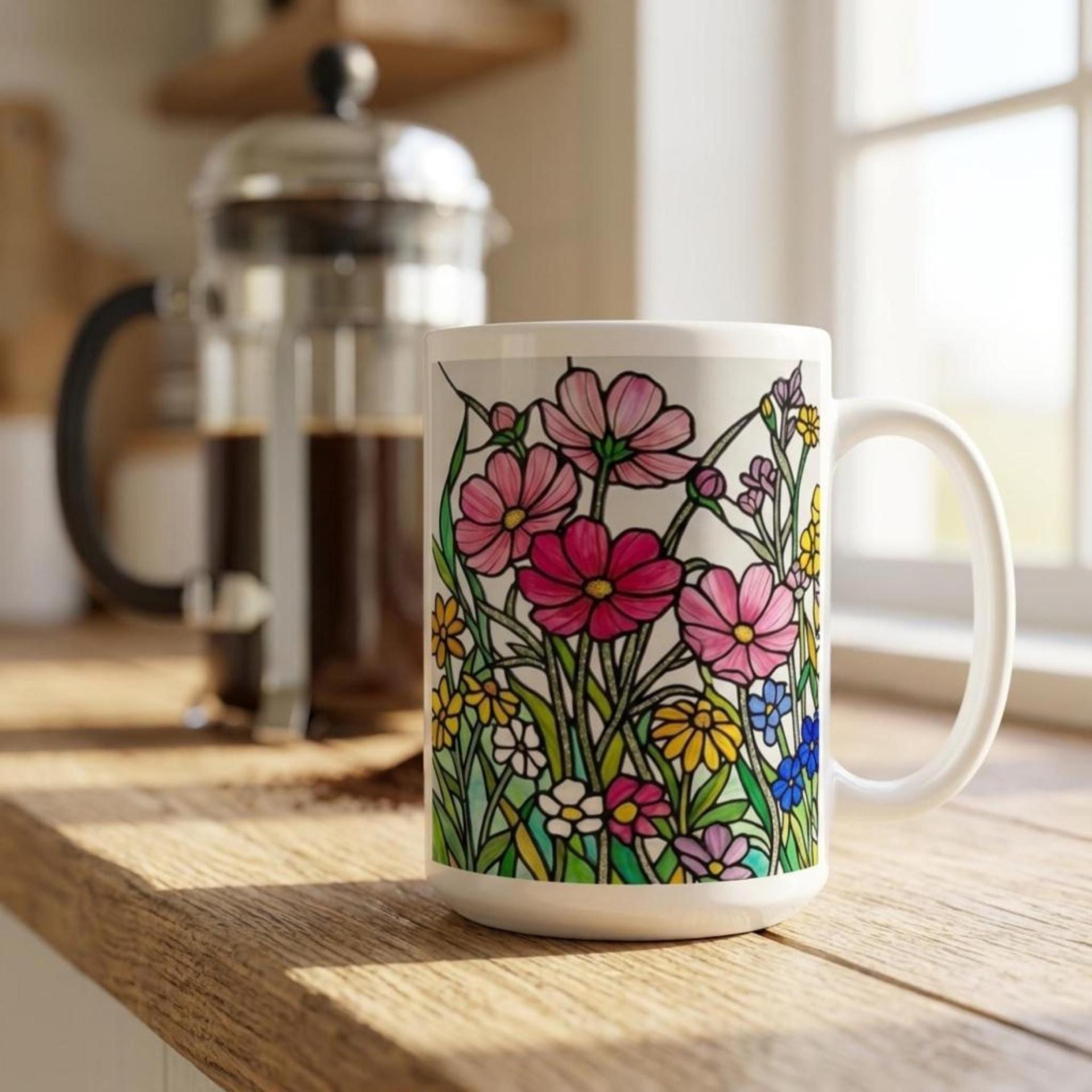 Large and Small Ceramic Mug Set, 15oz and 11oz Cups