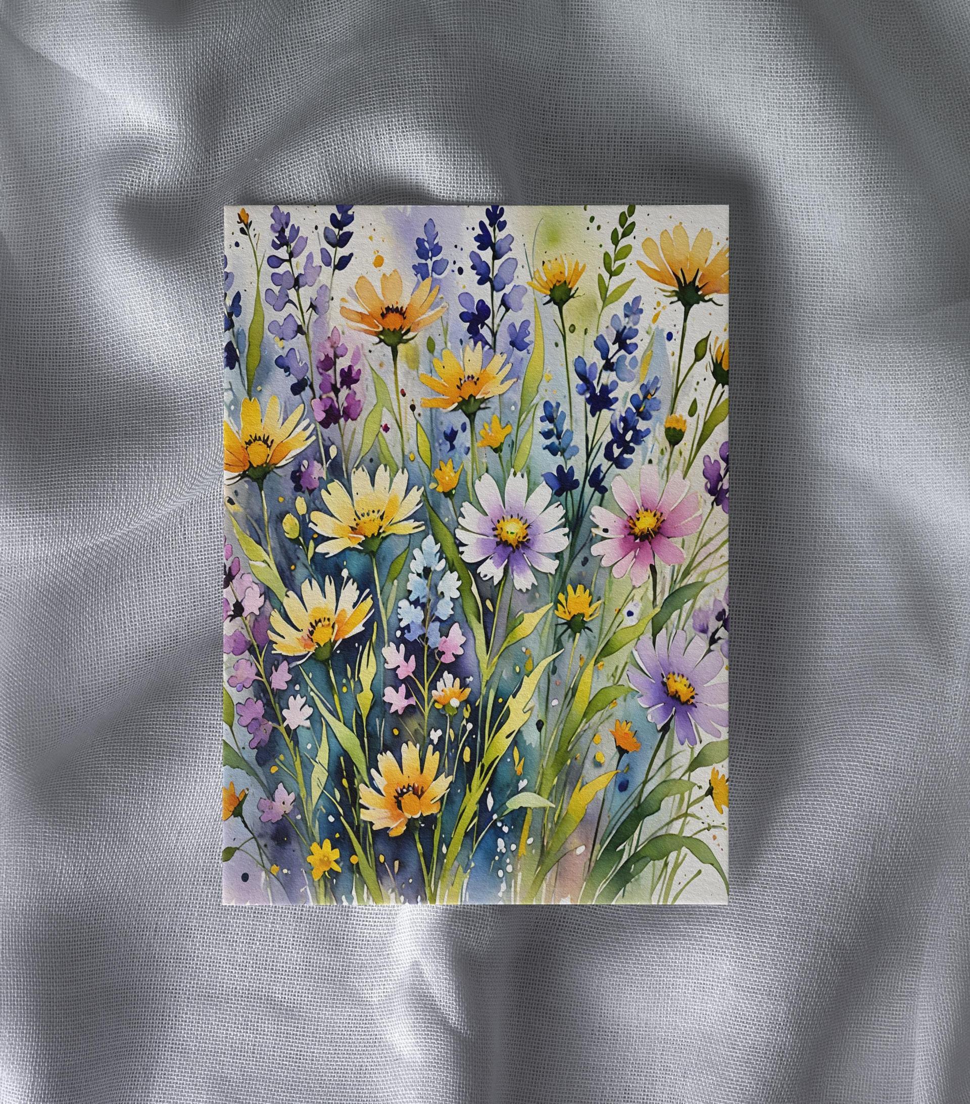 Set of 3 Watercolor Floral Greeting Cards, Blank Inside, Multiple Sizes