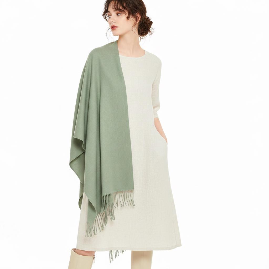 Sage Green Blanket Shawl - Thick Pashmina - Super Soft Wrap