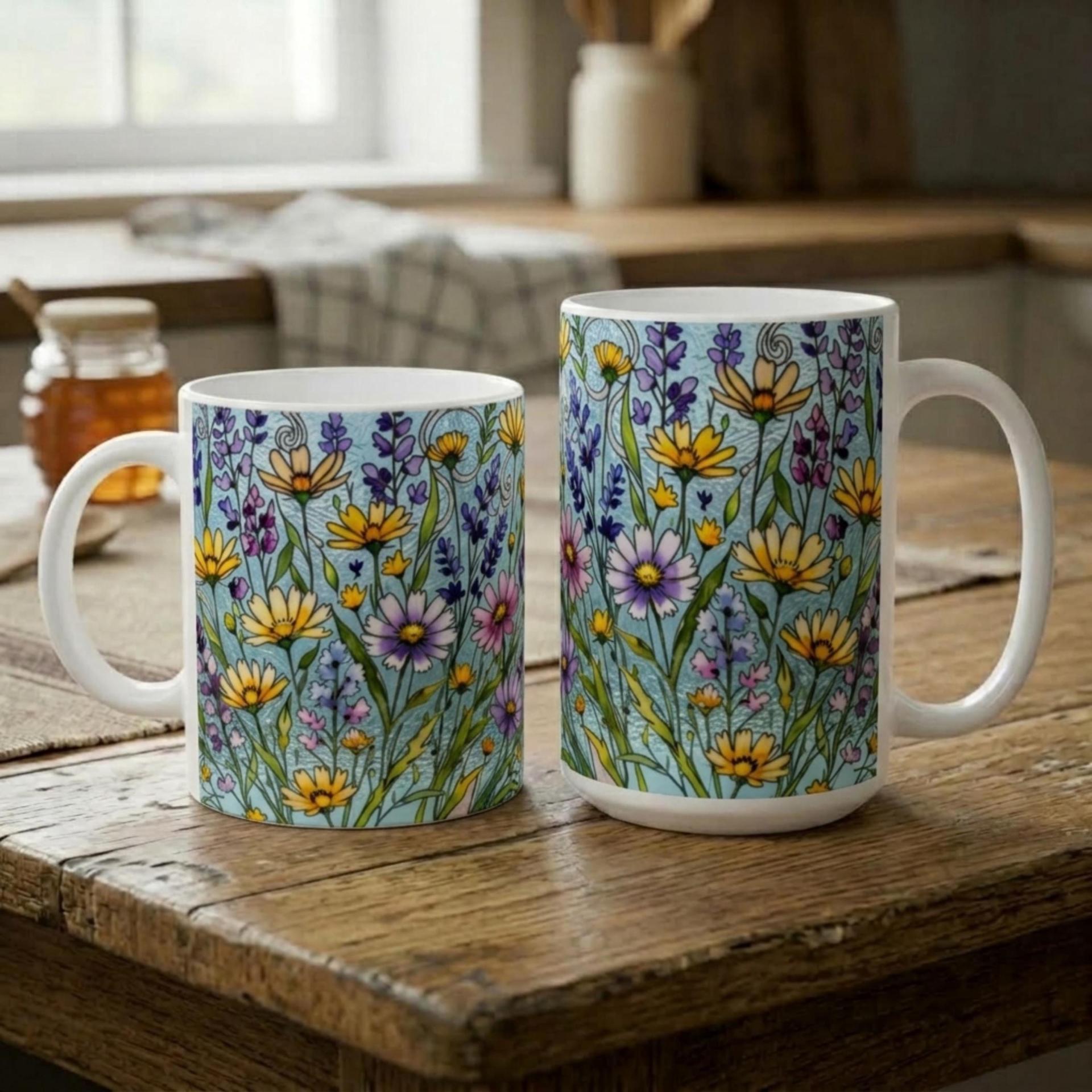 Floral Cups -  Large and Small Ceramic Mugs