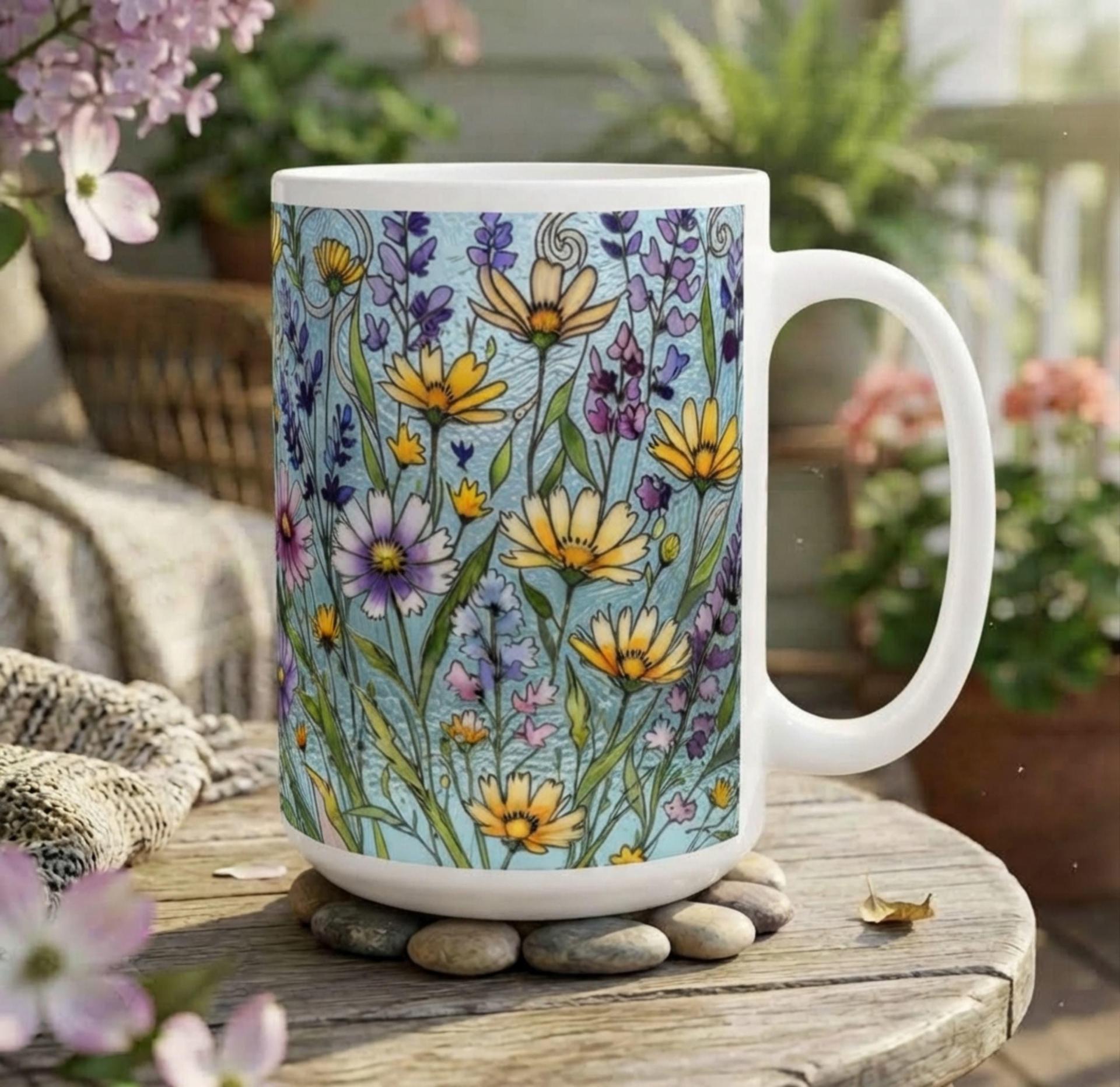 Floral Cups -  Large and Small Ceramic Mugs