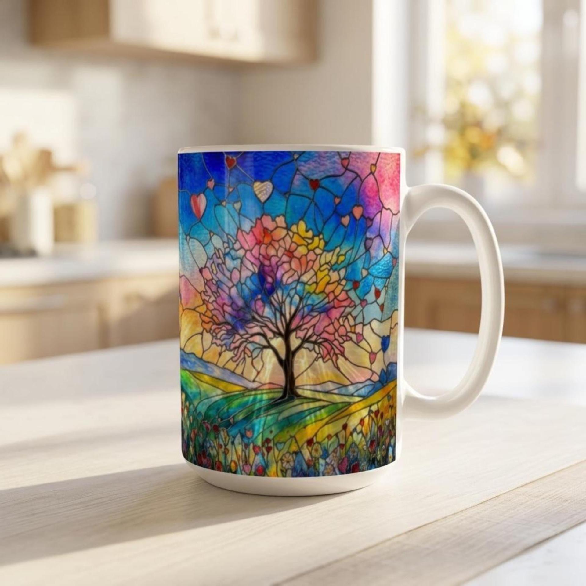 Tree Cups Set -  Large and Small Ceramic Mugs