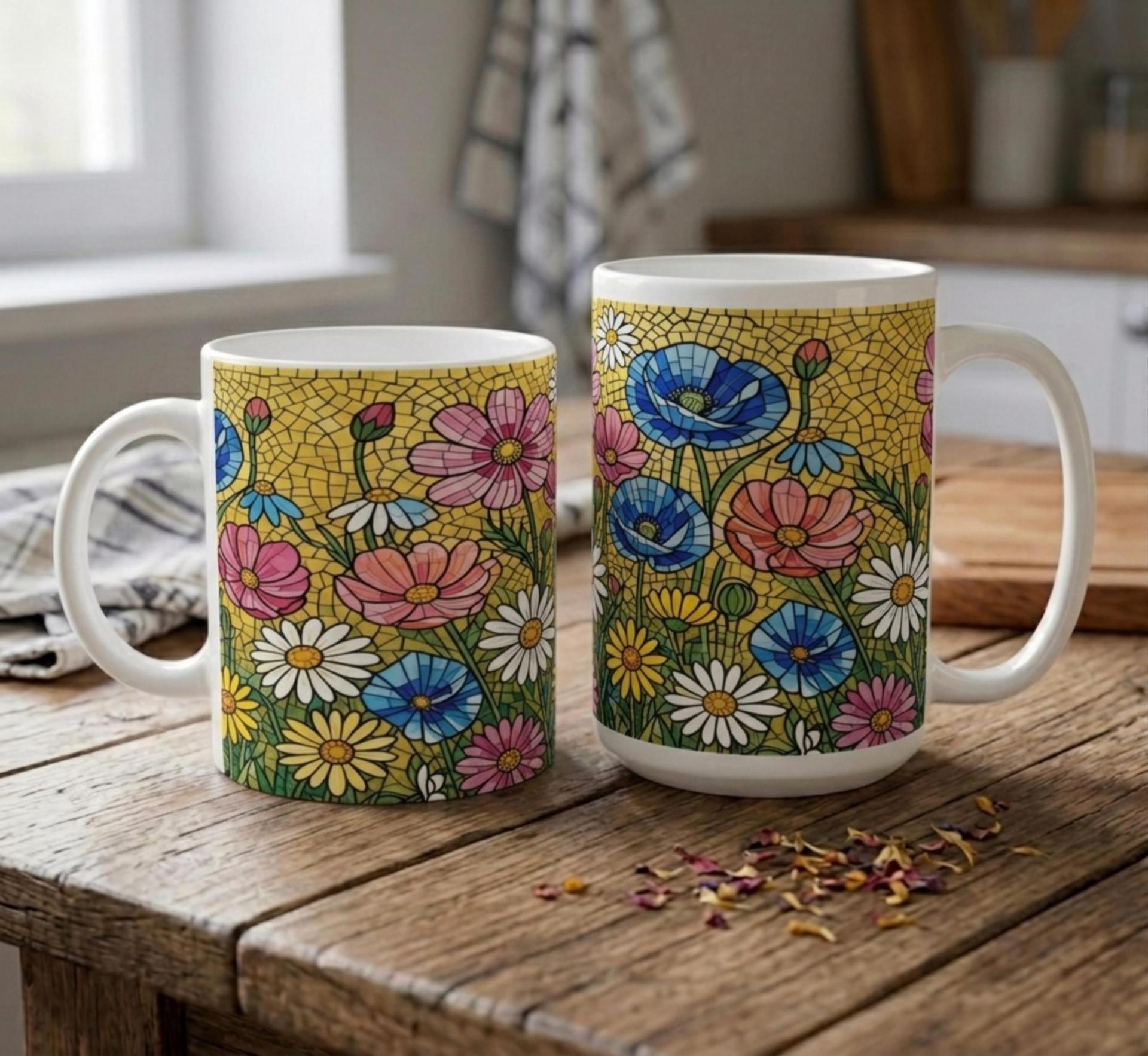 Floral Cups -  Large and Small Ceramic Mugs
