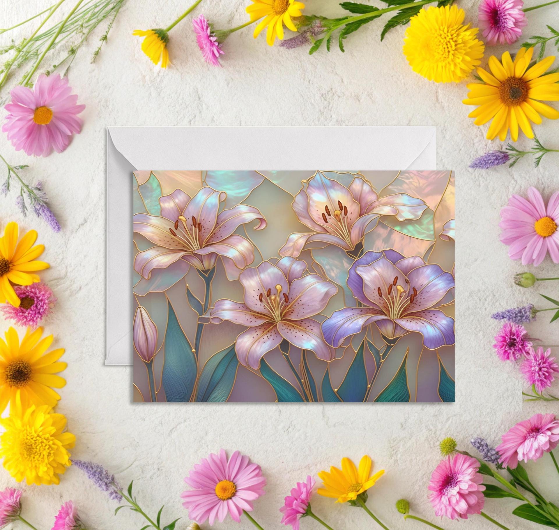 Flowers - Original Art Card - Single Card or Bulk 10 Pack of Gift Cards