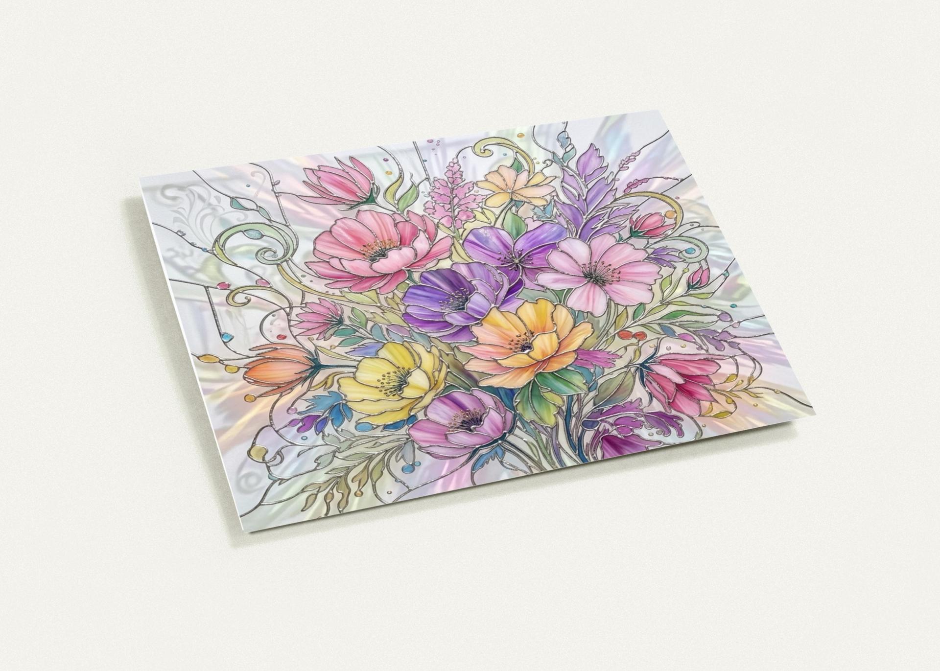 Flowers - Original Art Card - Single Card or Bulk 10 Pack of Gift Cards