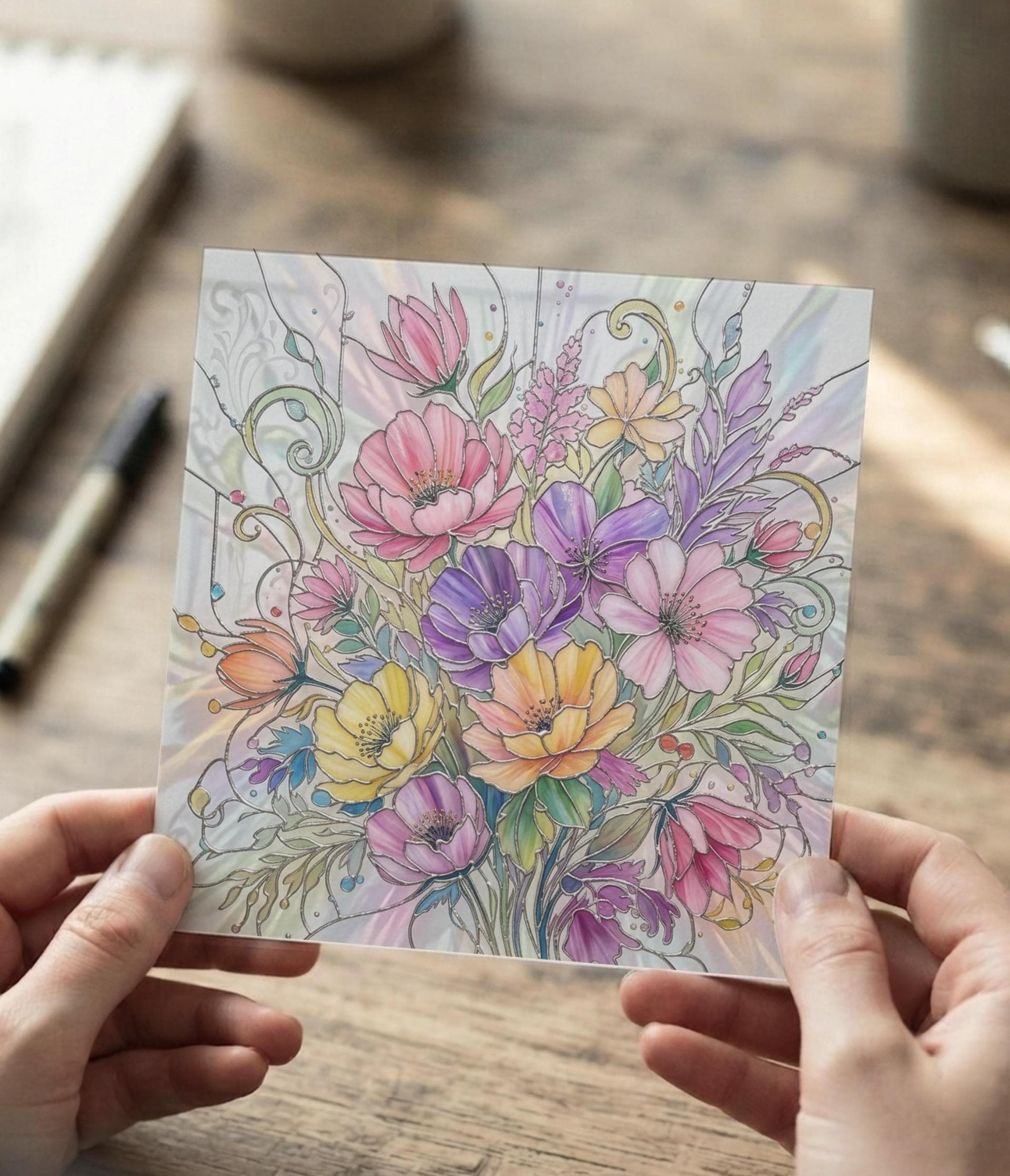 Flowers - Original Art Card - Single Card or Bulk 10 Pack of Gift Cards