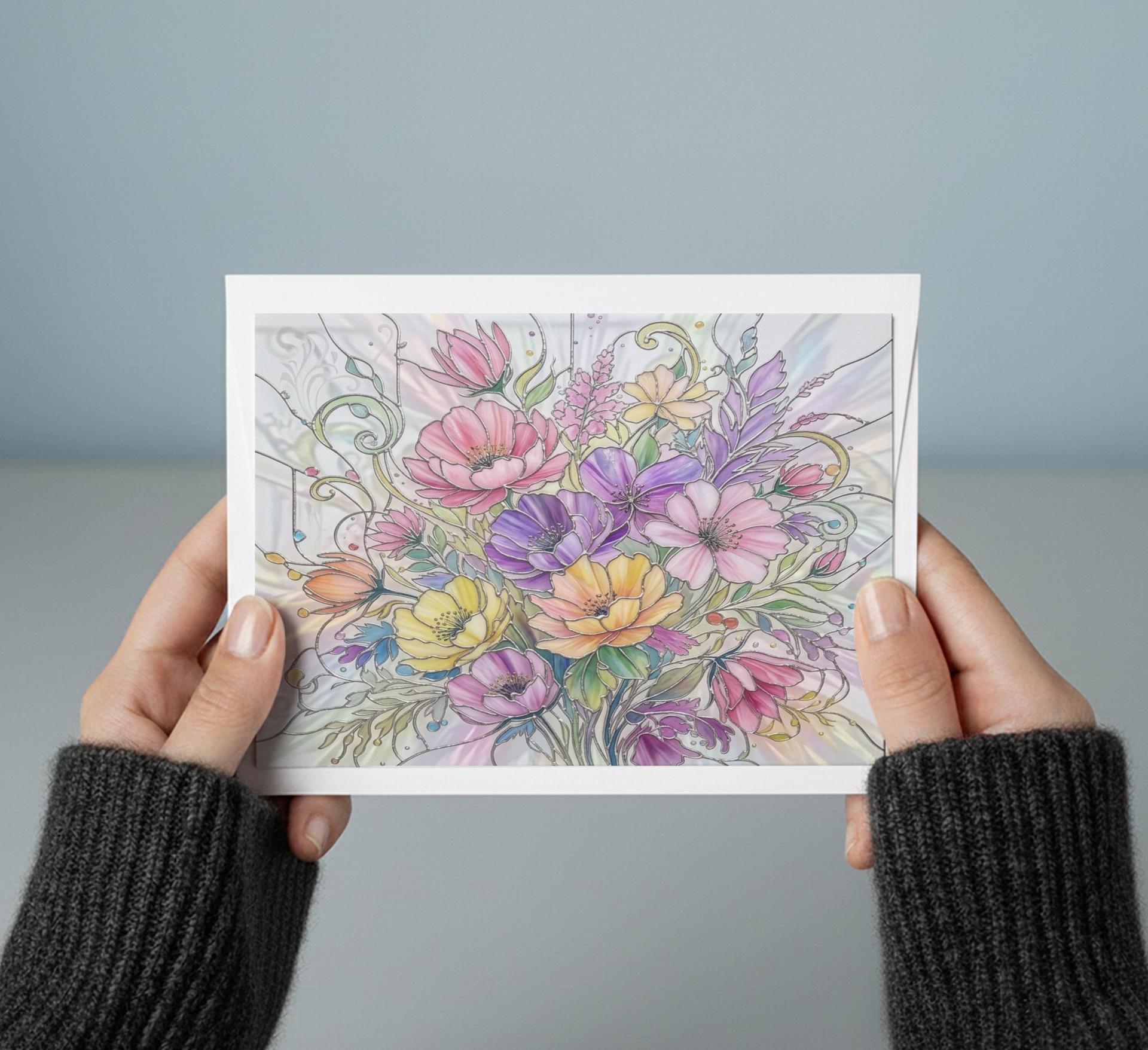 Flowers - Original Art Card - Single Card or Bulk 10 Pack of Gift Cards