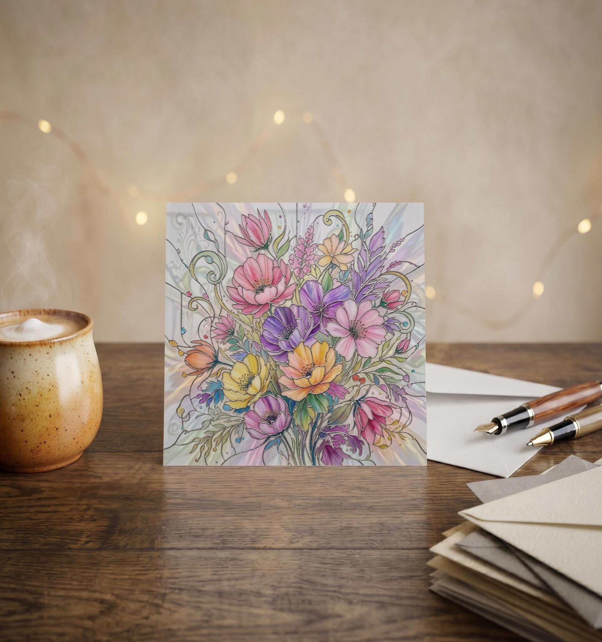Flowers - Original Art Card - Single Card or Bulk 10 Pack of Gift Cards