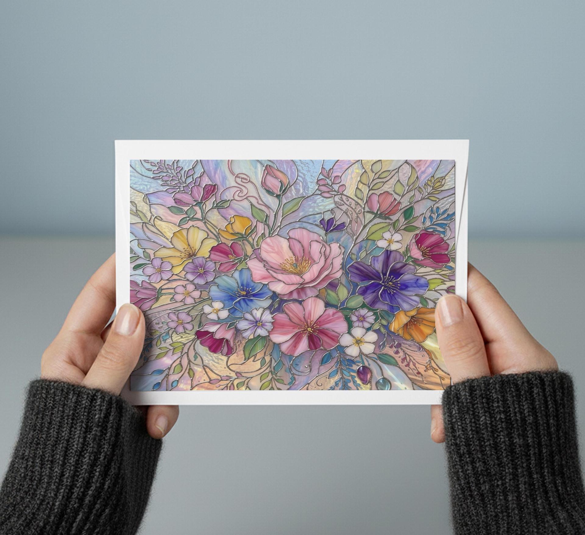 Flowers - Original Art Card - Single Card or Bulk 10 Pack of Gift Cards