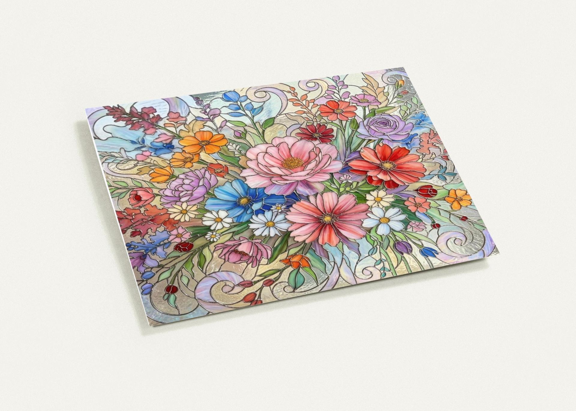 Flowers - Original Art Card - Single Card or Bulk 10 Pack of Gift Cards