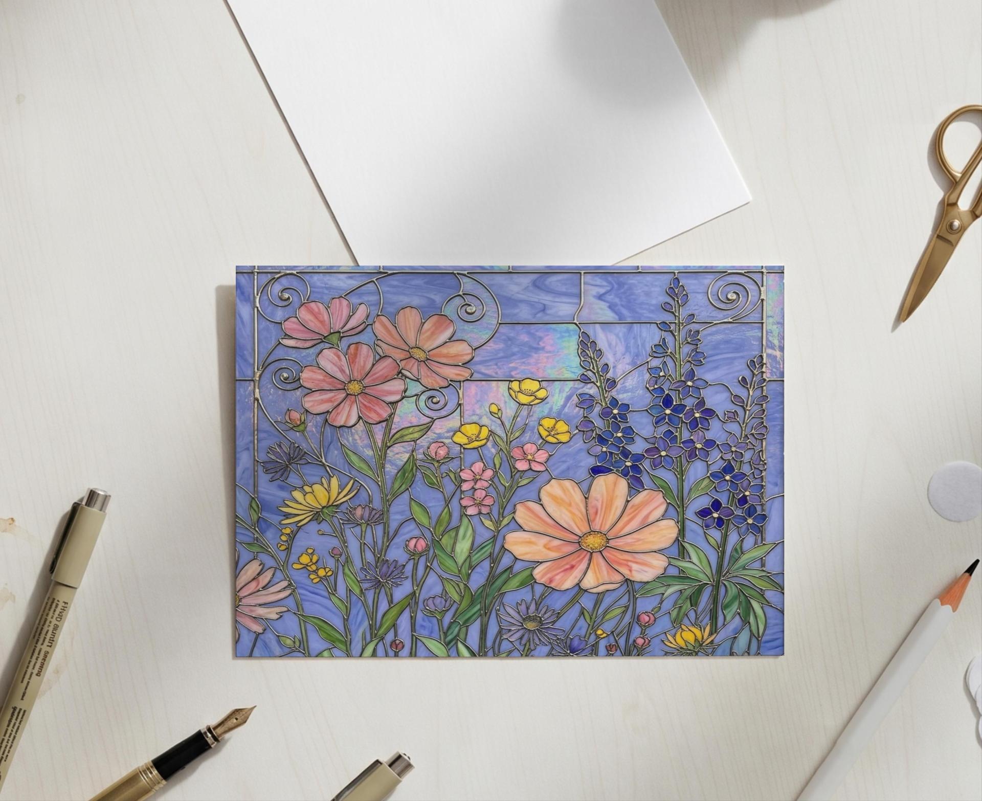 Flowers - Original Art Card - Single Card or Bulk 10 Pack of Gift Cards
